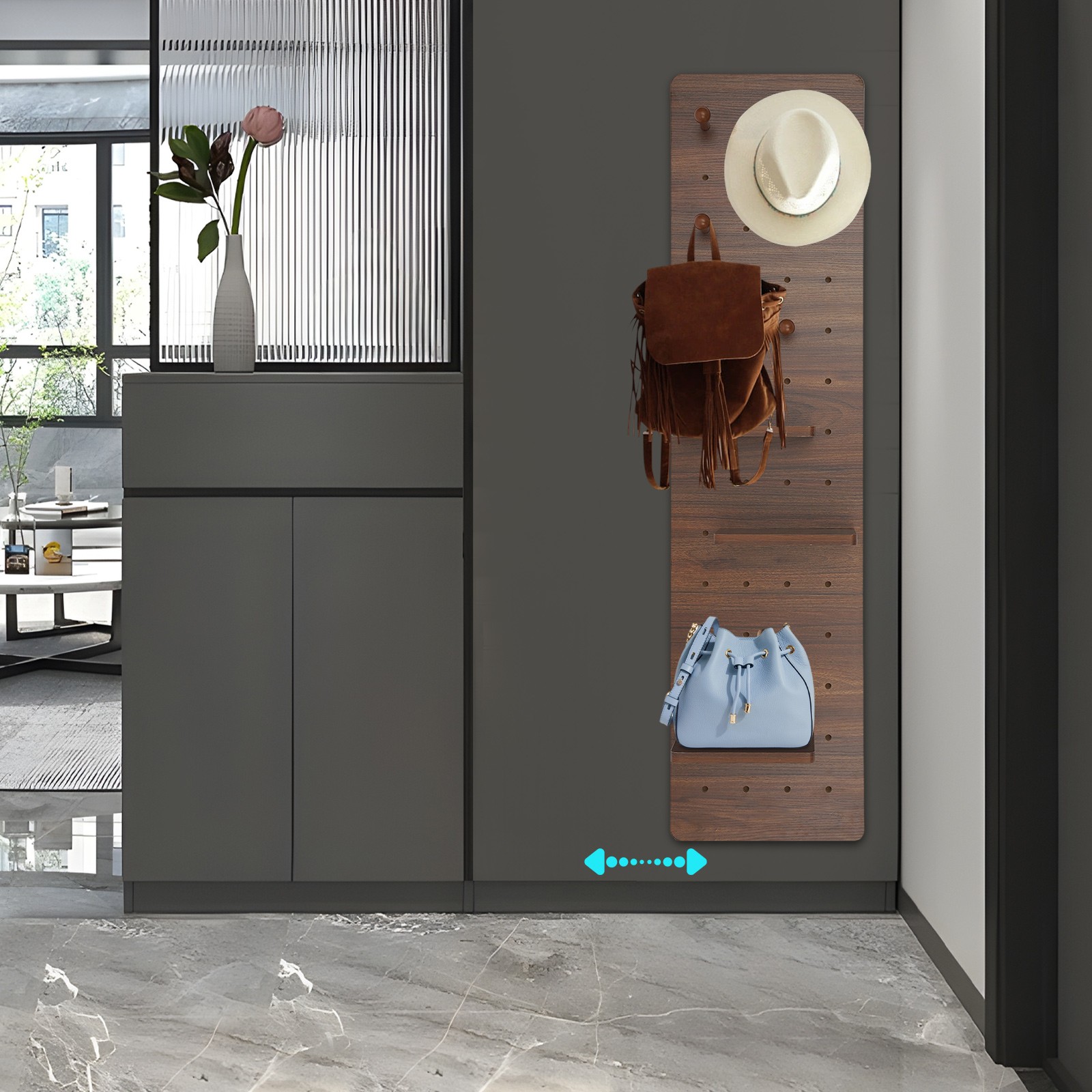 Wall Mirror for Bedroom Wall,Wall-Mounted Full-Length Mirror W/3*Shelves+6*Hooks