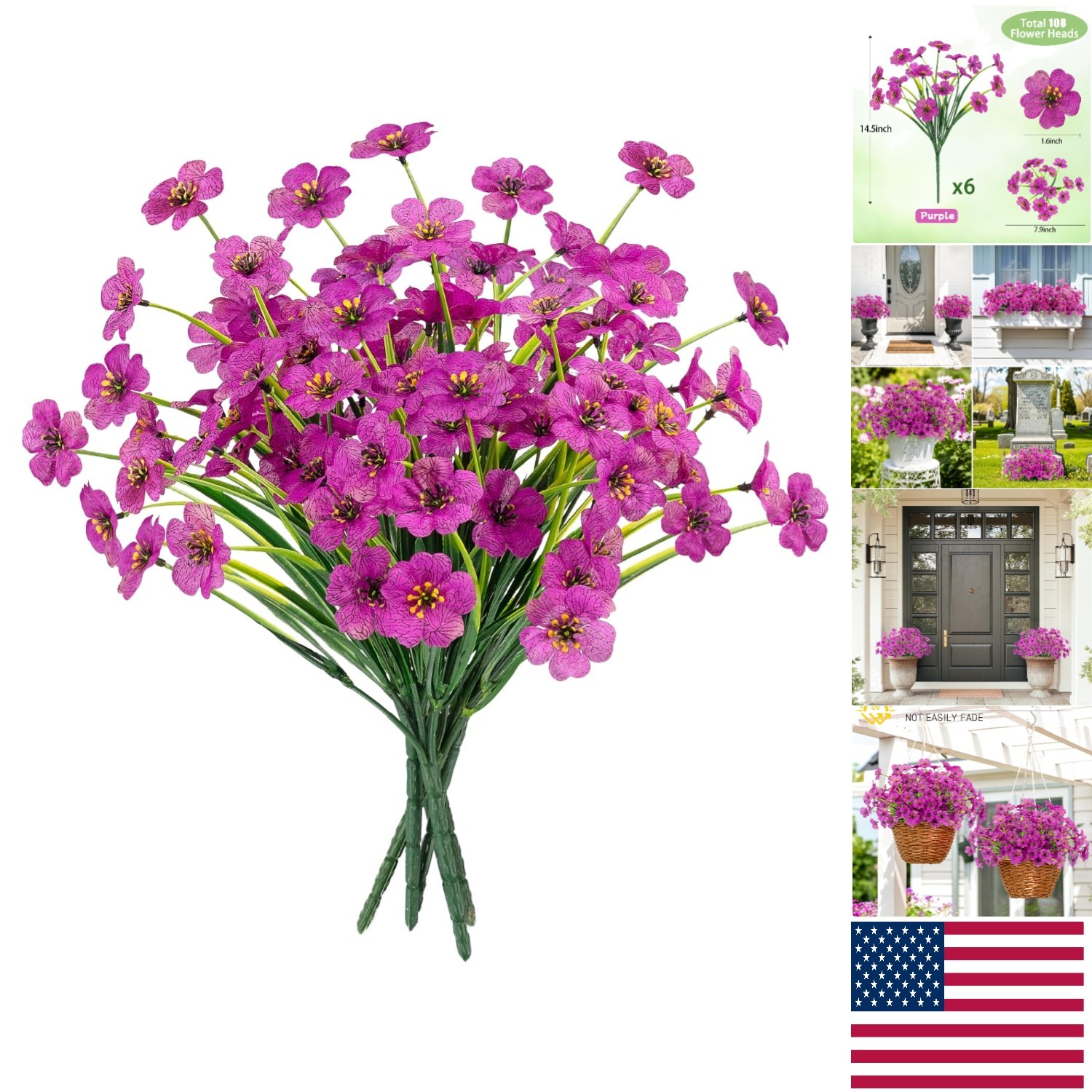 Customizable UV Resistant Purple Floral Bundles – 6 Count for Any Occasion