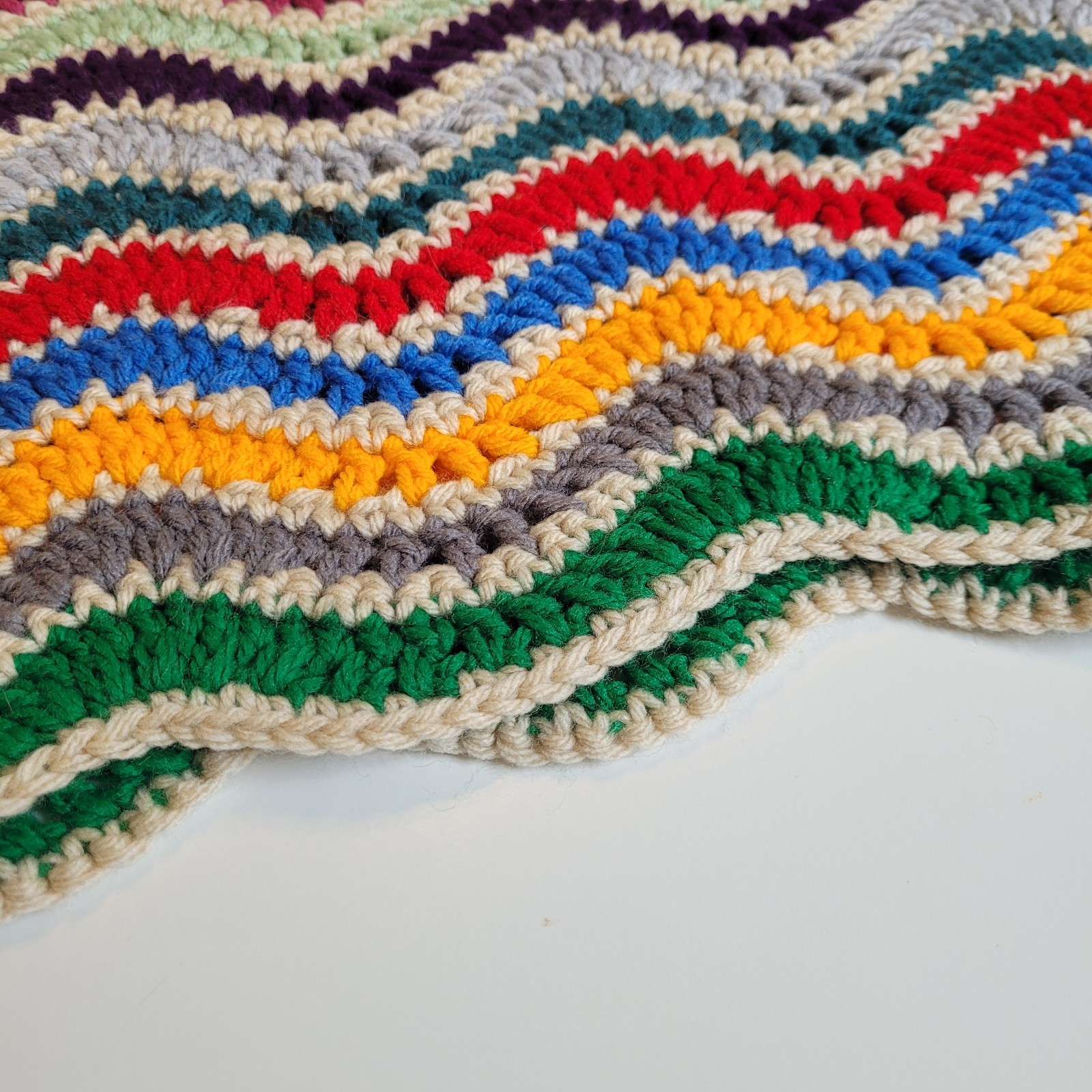 Crochet Afghan Blanket Multicolored Ripple 45×45&Prime; Handmade See Description!