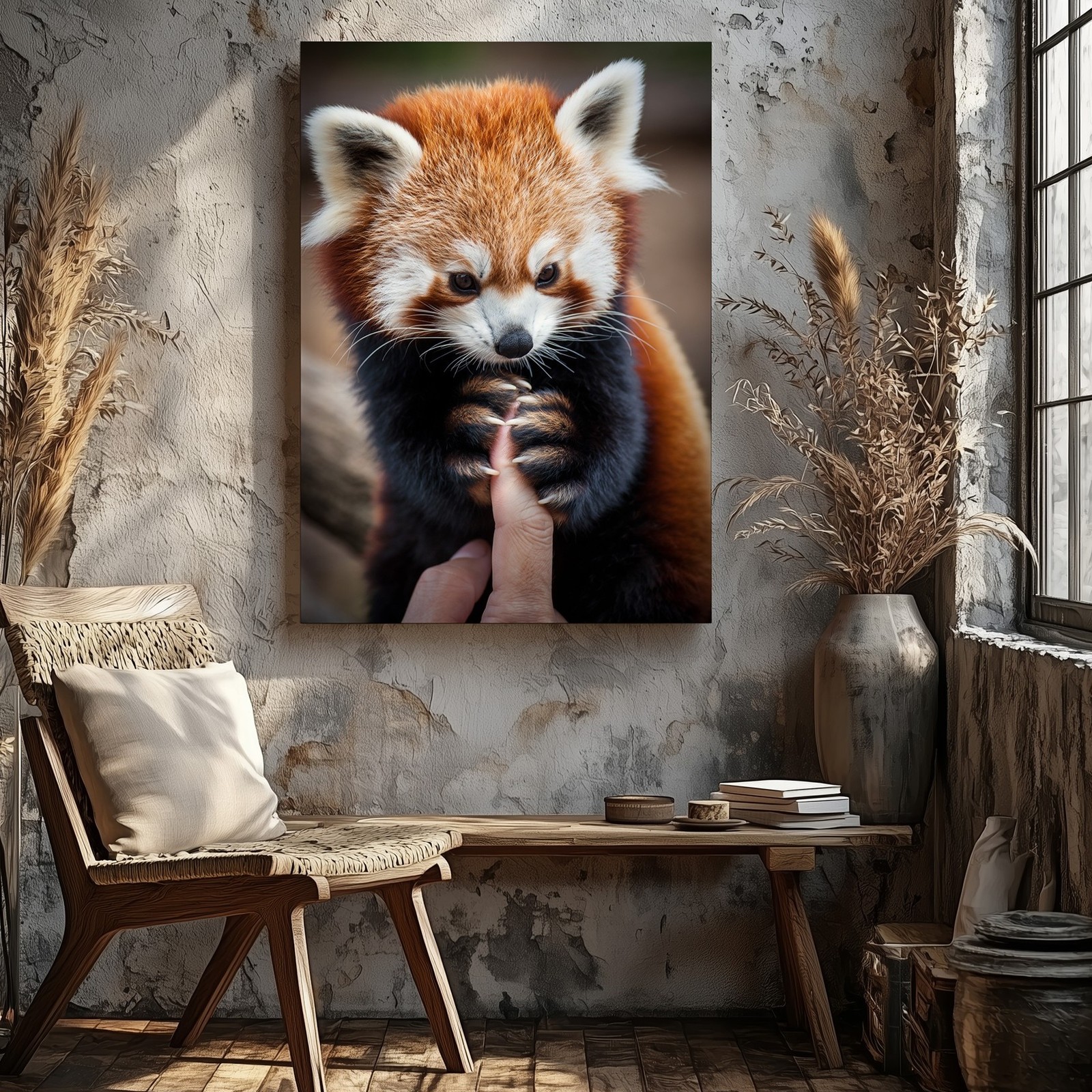 Tiny, Adorable Red Panda Cub, Its Vibrant, Fluffy Fur A Wall Art Canvas Print
