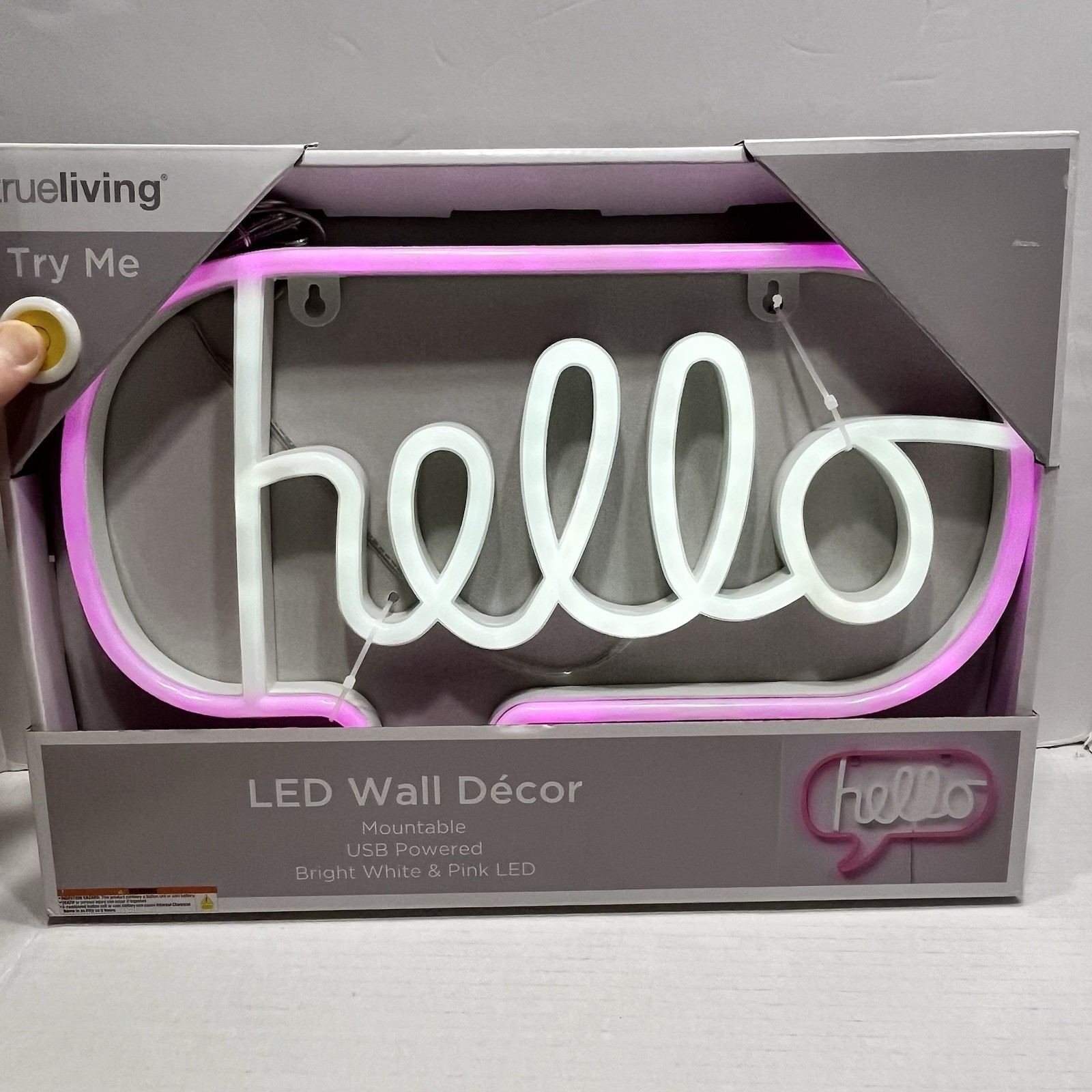 Novelty Trueliving LED Hello Wall Sign – White And Pink