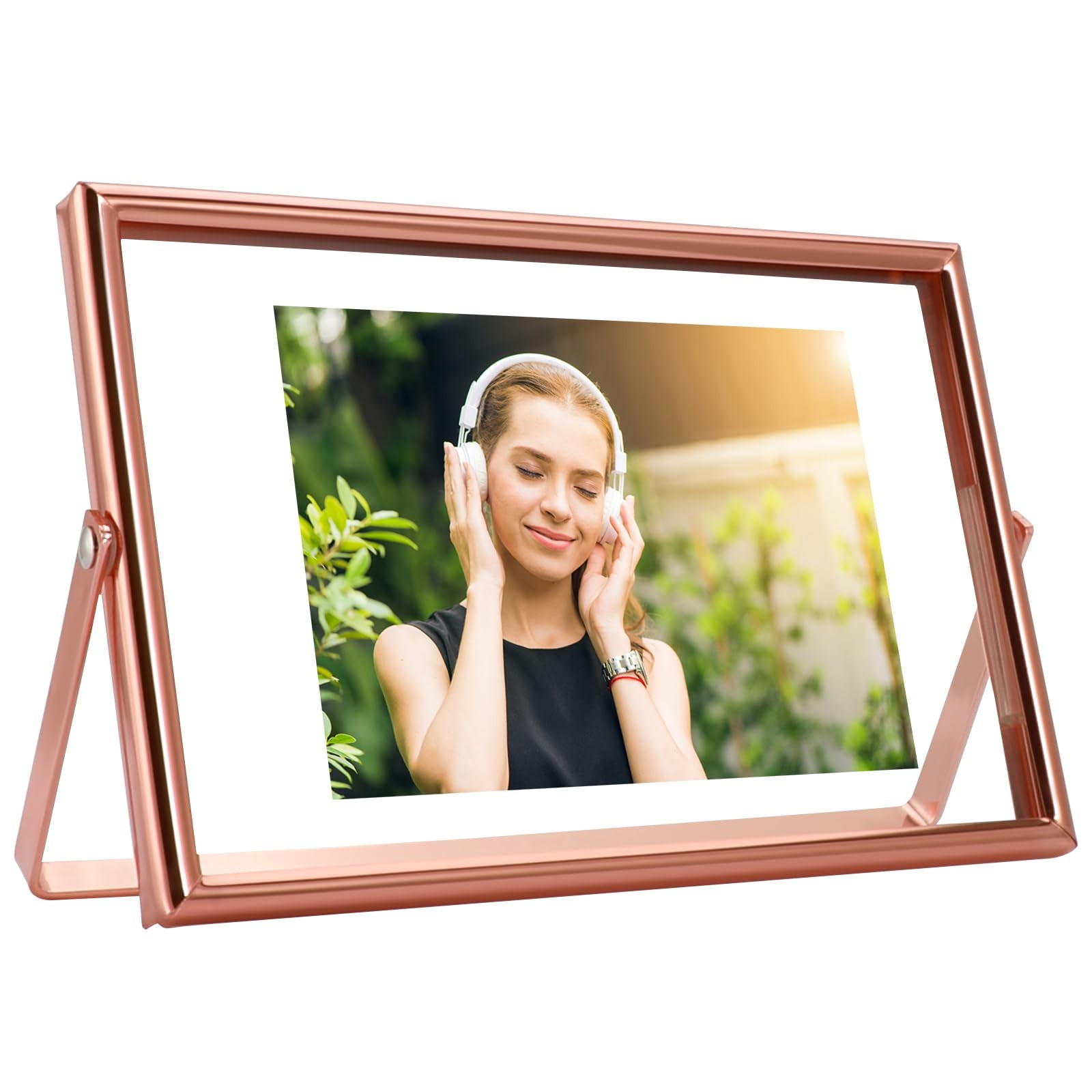 Rose Gold Floating Frame 4×6&Prime; Horizontal Fits Picture 3×5 2×3 1×2 Inch