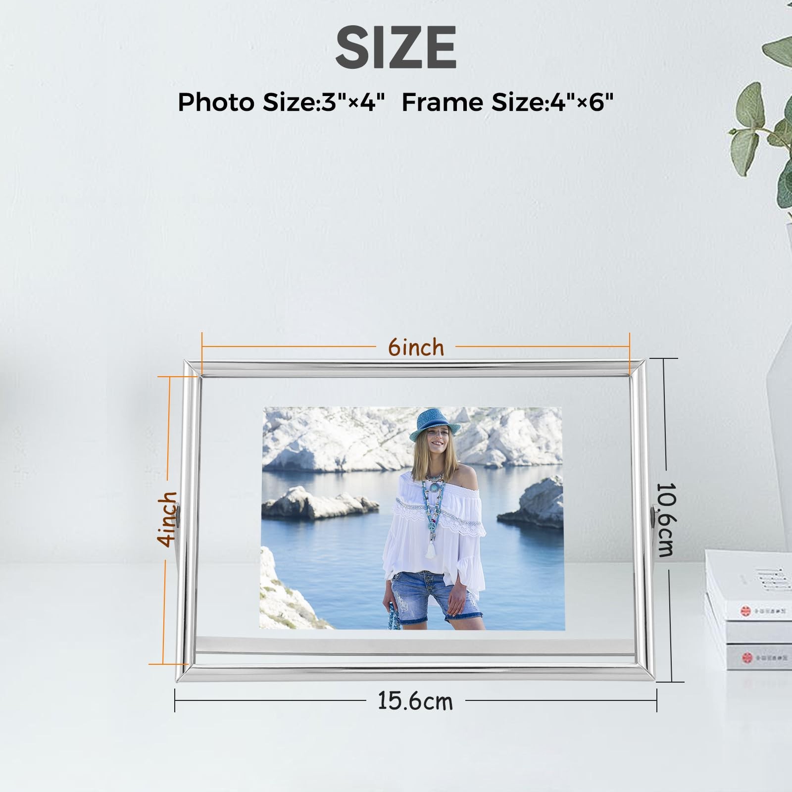 4&Prime;x6&Prime; Silver Floating Frame for 3×5 2×3 Pictures Small Desktop Photo Frame