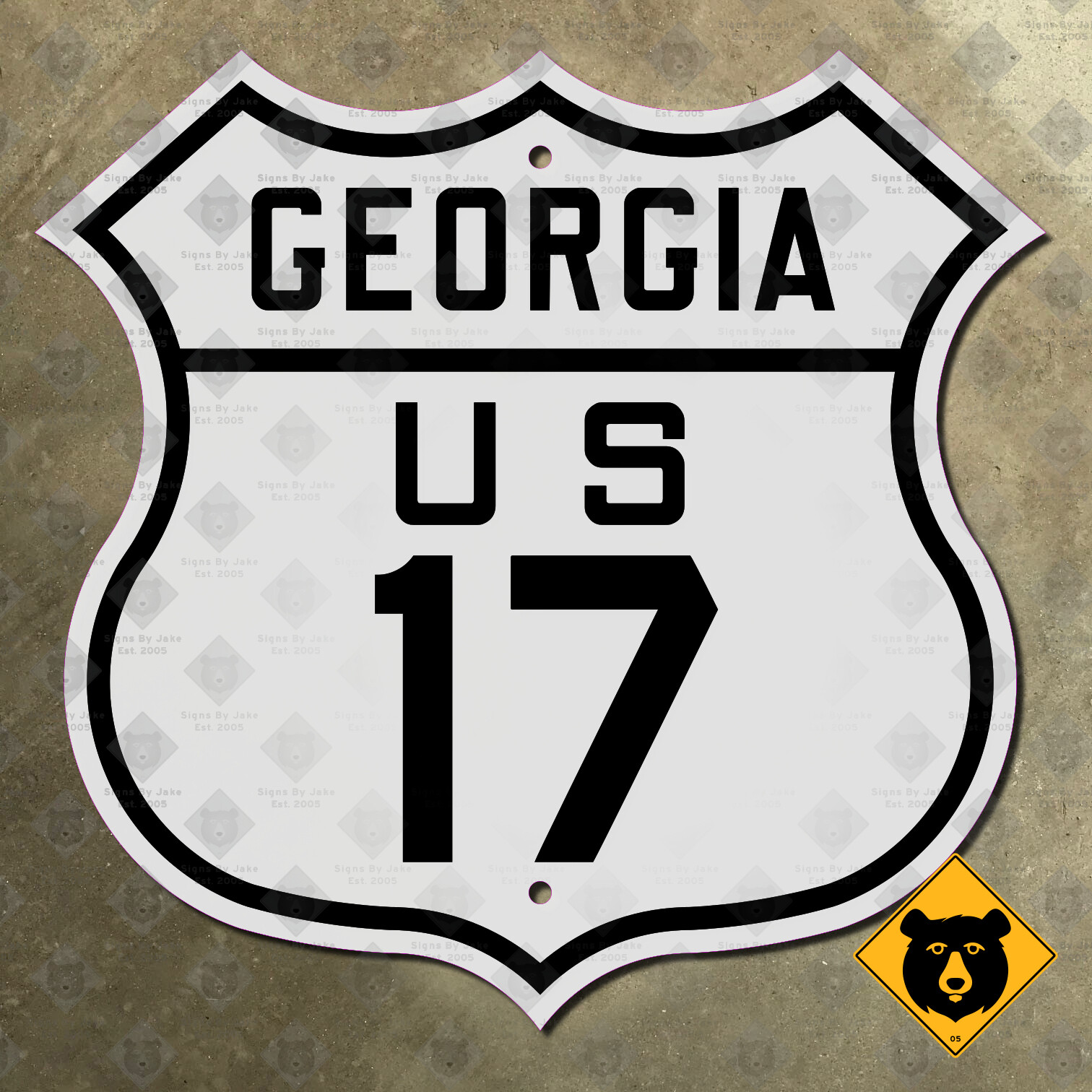 Georgia US route 17 Ocean Highway road sign 1926 marker Savannah Brunswick 12×12
