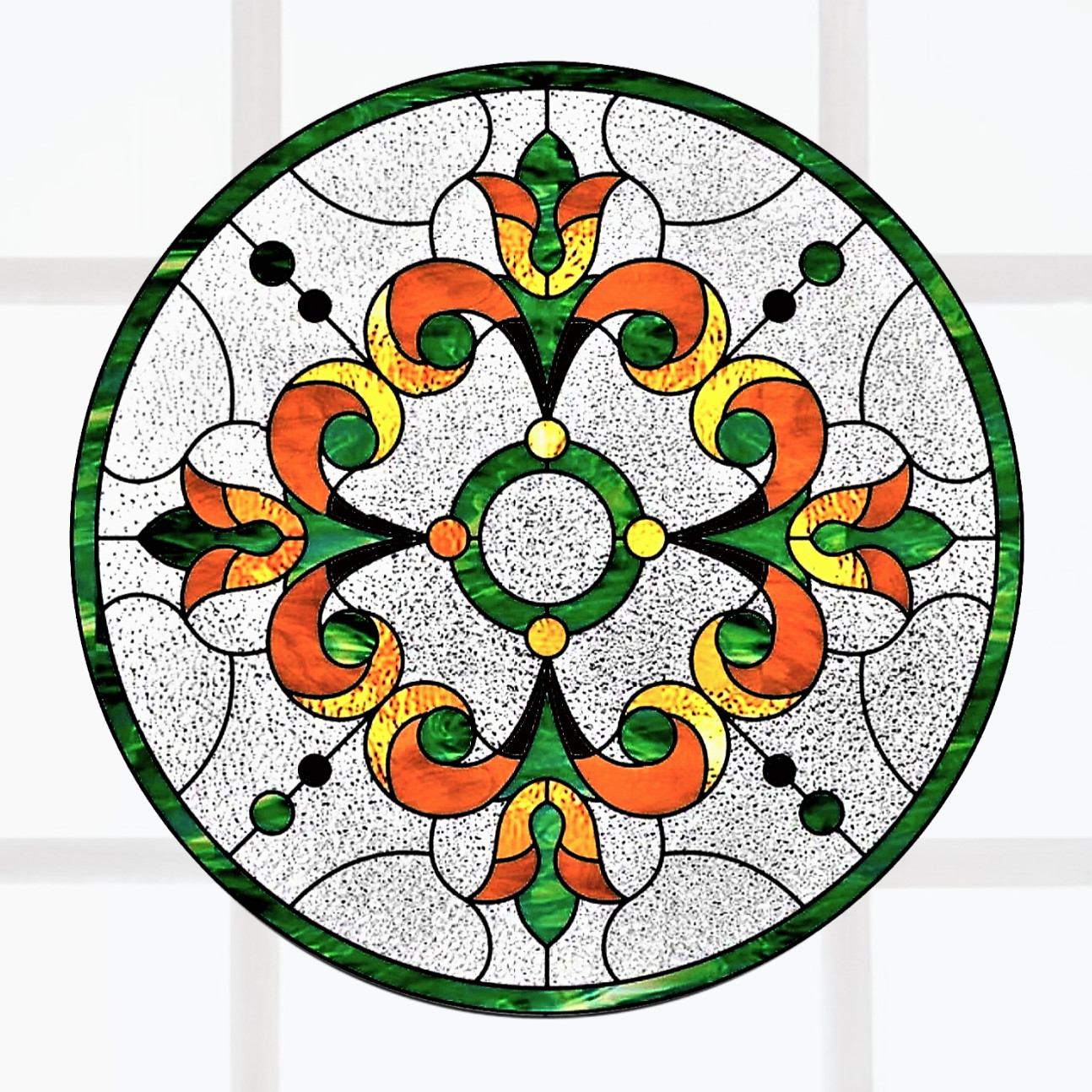 Geometric Art Deco Style Faux Stained-Glass WINDOW CLING Size 8&Prime; Vinyl
