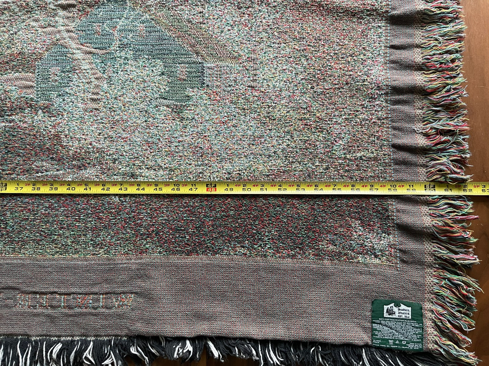 Winter-Time on the Farm Tapestry Throw 100% Cotton Fringe Goodwin Weavers 62×42