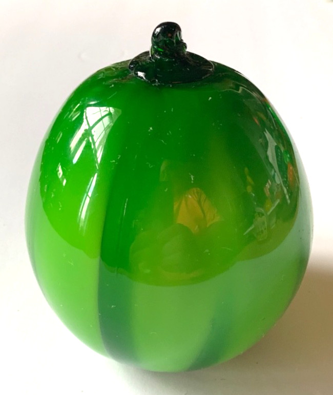 Murano Style Hand Blown Glass Vegetable Fruit Bowl Basket Decor GREEN MELON #2