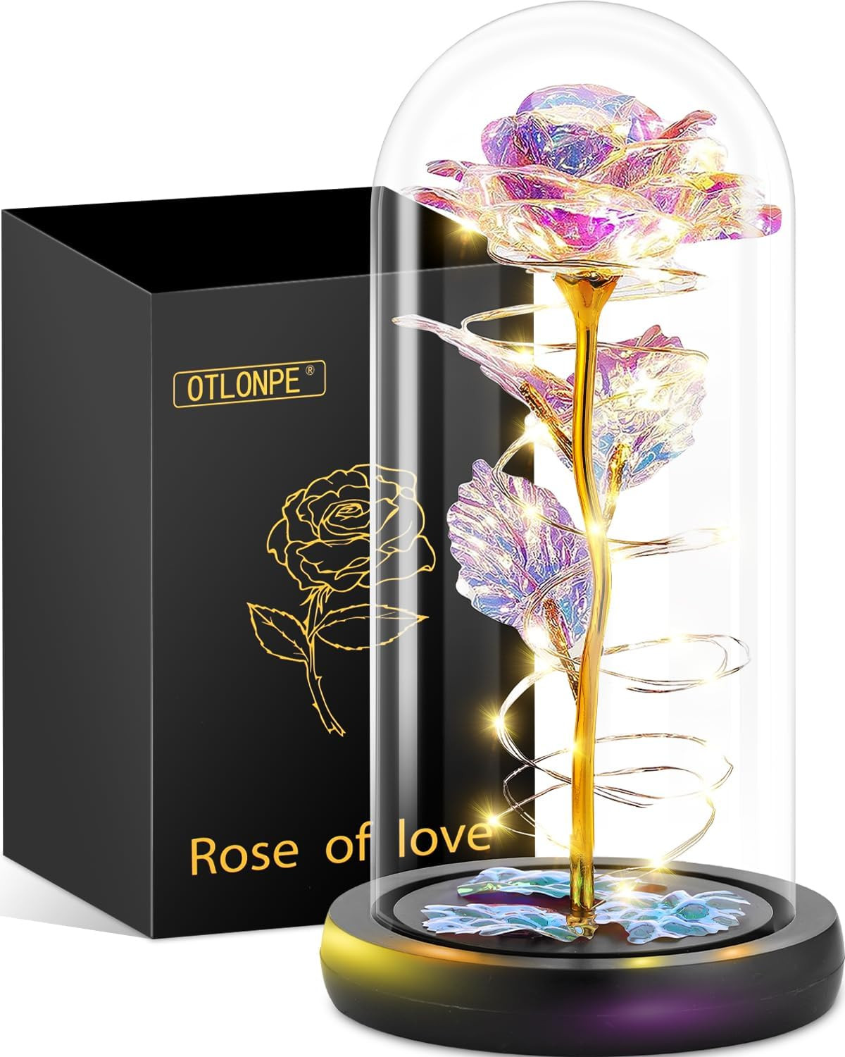 Preserved Forever Mothers Day Flower Gifts for Mom, Glass Light up Rose Gifts fo