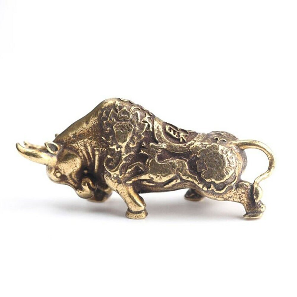 Solid Brass Bull Figurine Small Bull Statue House Ornament Animal Figurines USA