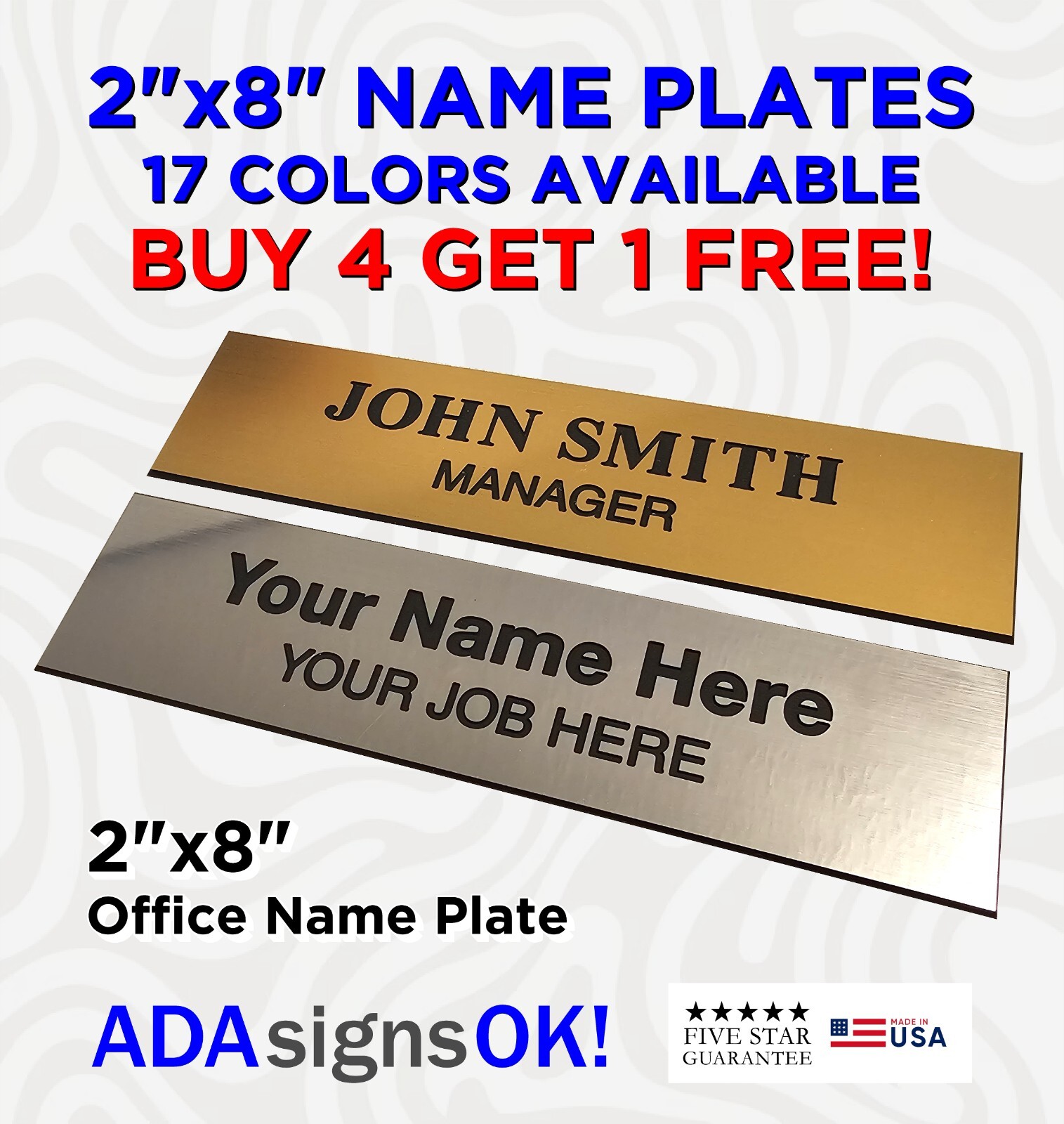2&Prime; x 8&Prime; DOOR or DESK SIGN FOR OFFICE – NAME PLAQUE ID – 2 LINES OF TEXT – CUSTOM