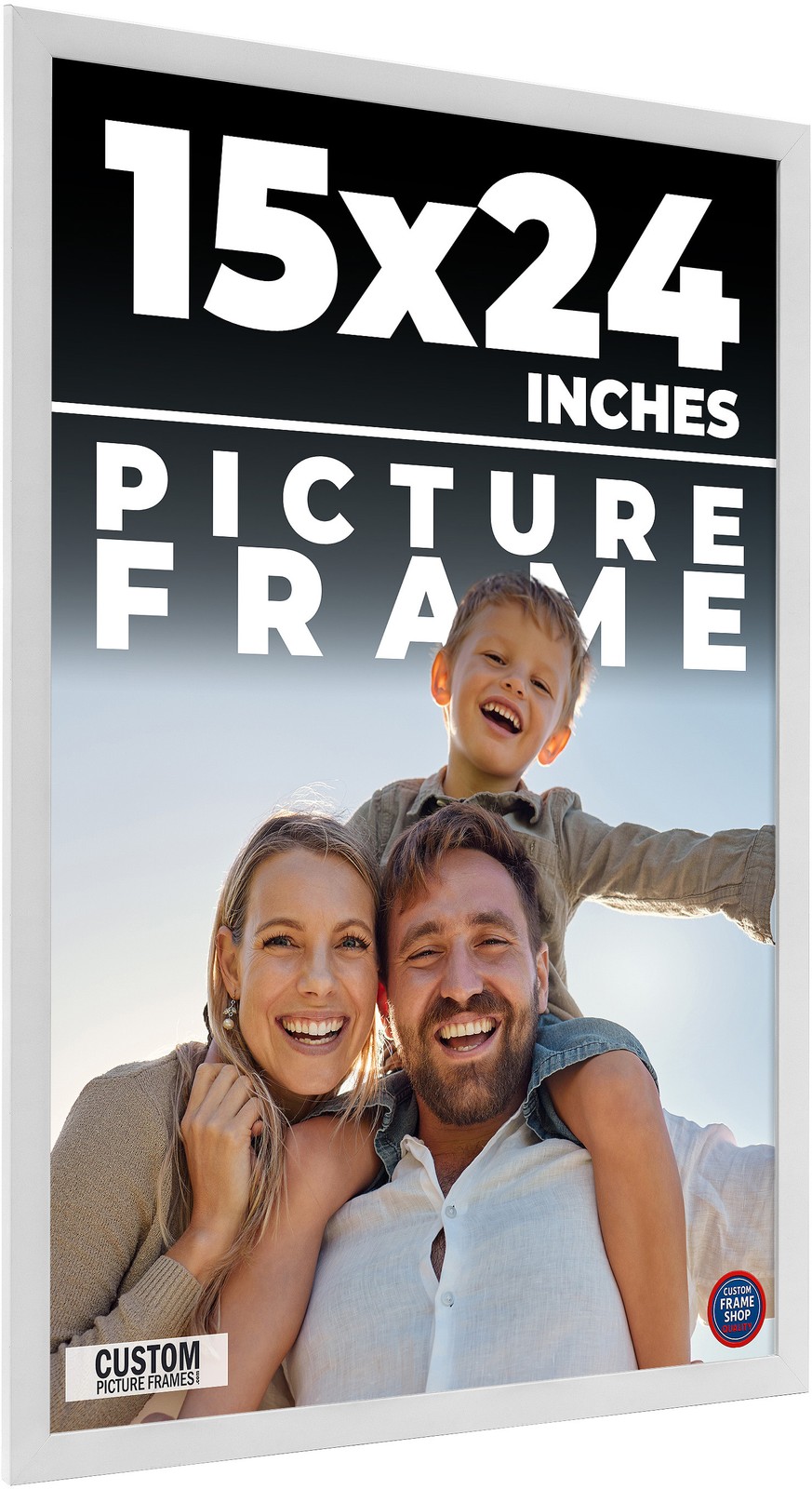 15×24 Frame White Real Wood Picture Frame Width 0.75 inches | Interior Frame Dep