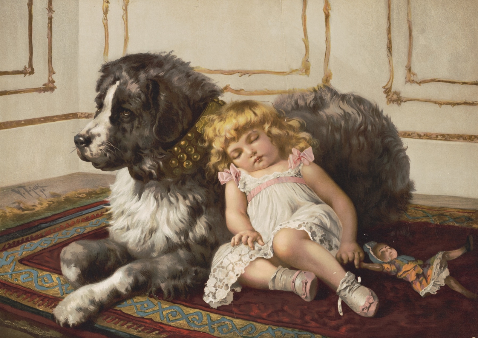 9661.Decoration Poster.Room Wall art.Home interior decor.Pet dog and cute baby
