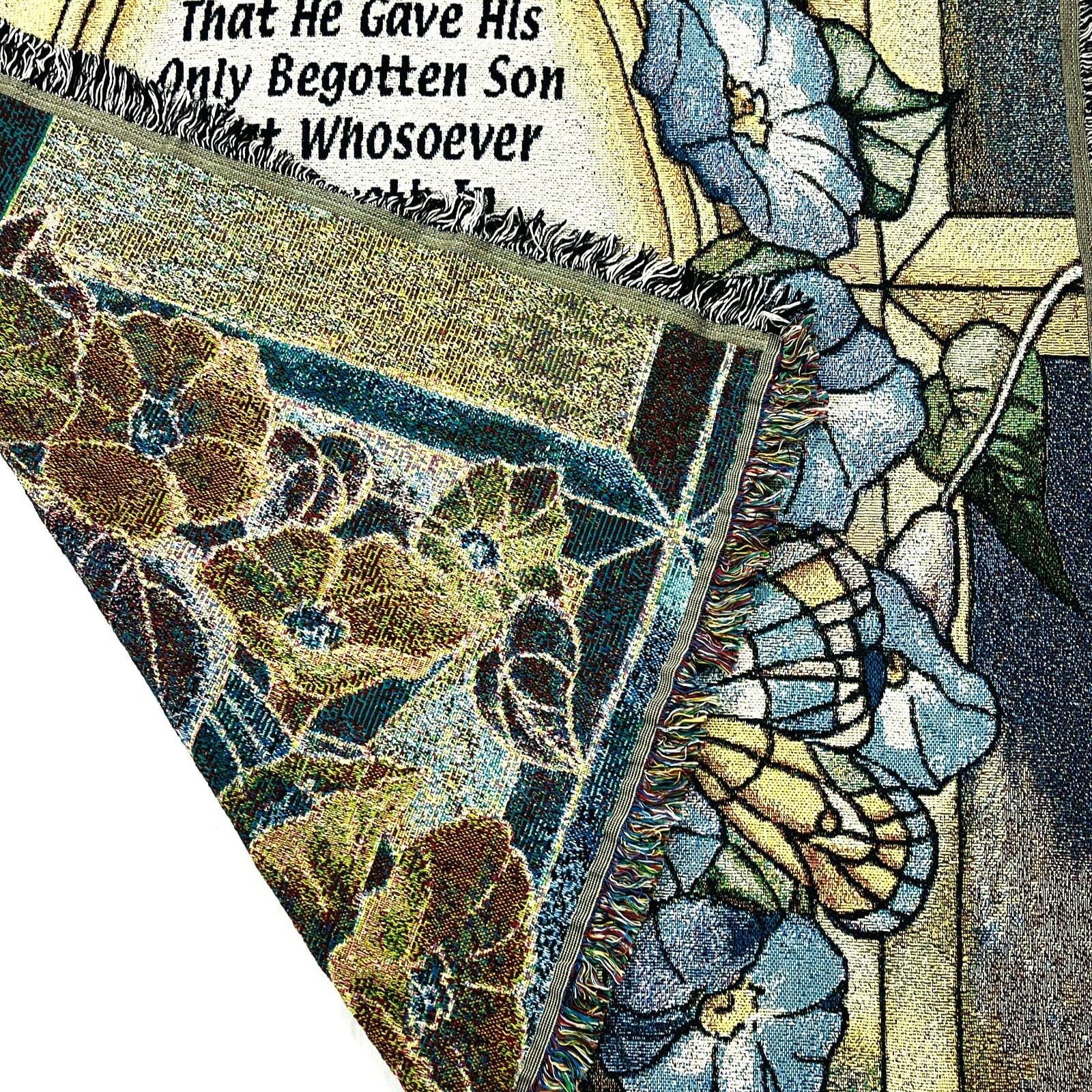 Tapestry Throw Blanket Blue Yellow Floral Inspiration Calla Lillies 62in x 52in