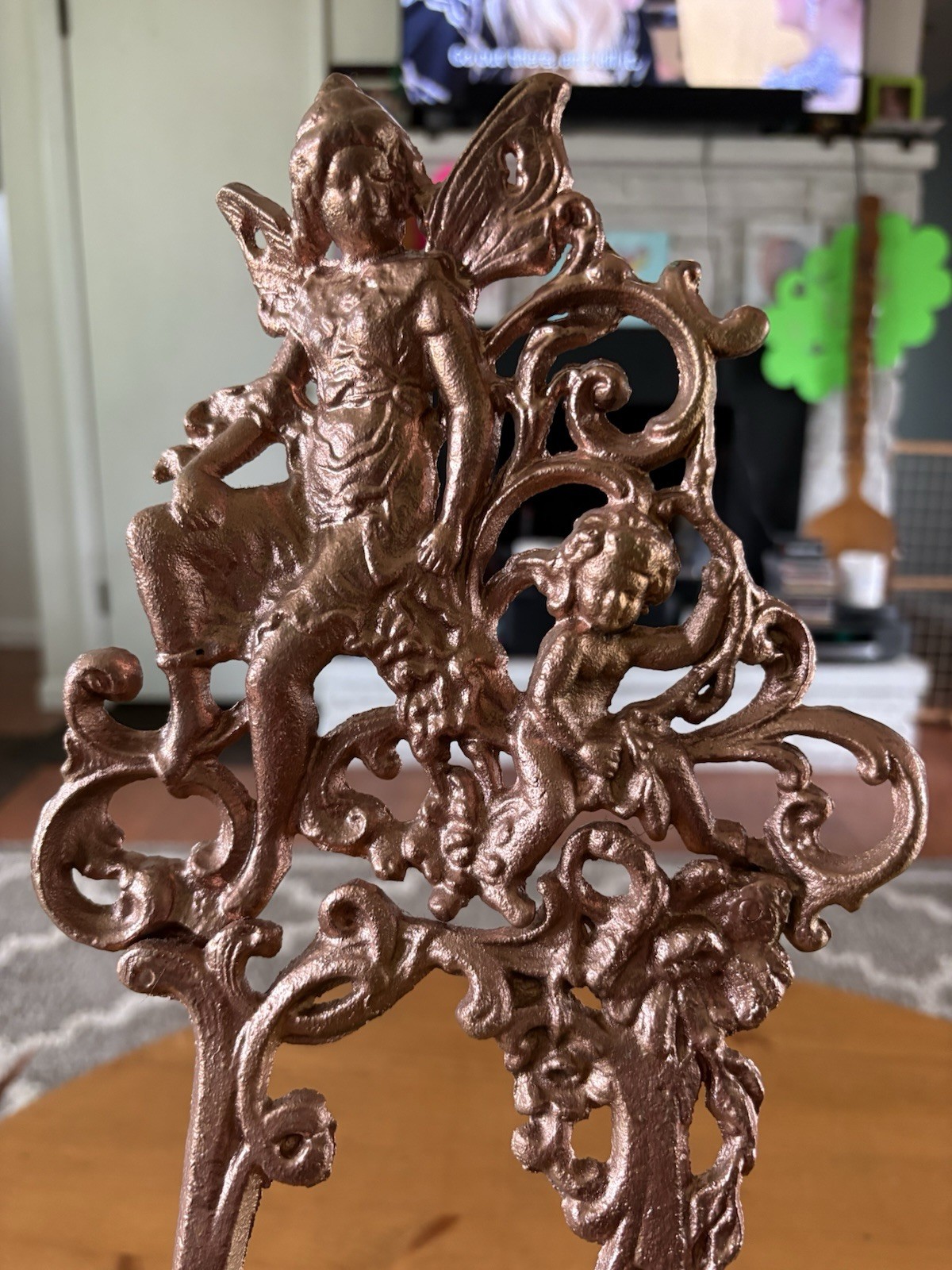 Vintage Cast Iron Ornate 24” Table Top Easel-Fairy/Cherub-24x14x10”-5 Pounds!