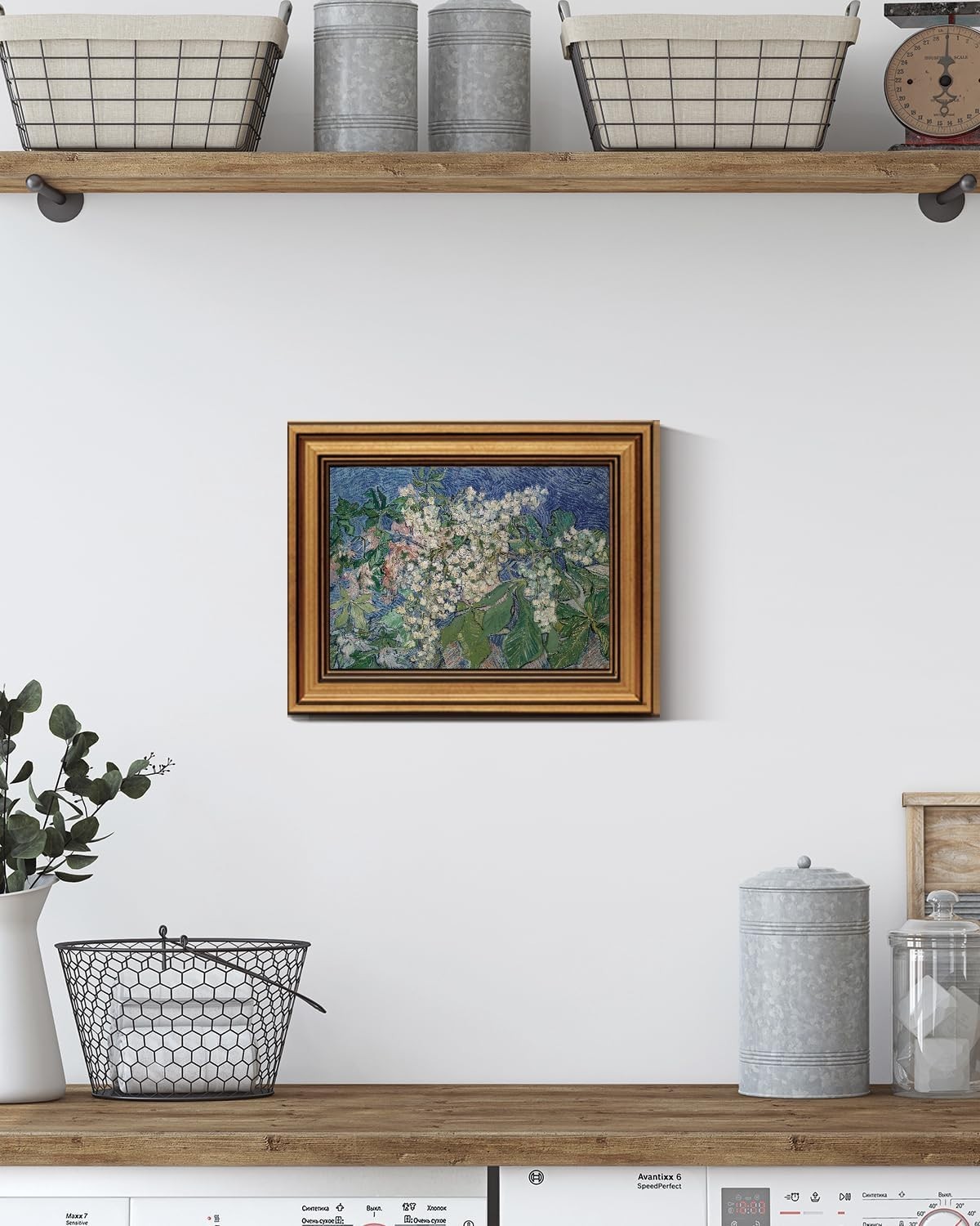 Vintage Chestnut Branches Gold Framed Canvas – Timeless Wall Art 8×10