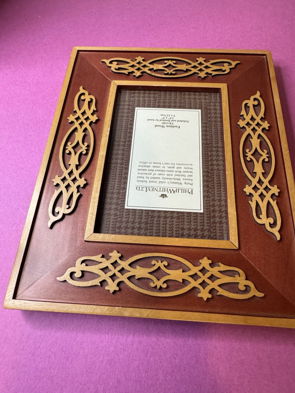 Vintage Philip Whitney Fashion Wood Picture Frame For 3.5”x 5” Photo
