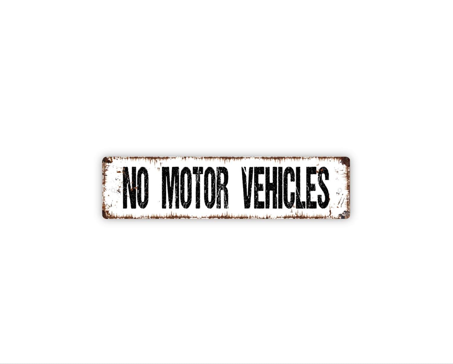 No Motor Vehicles Sign Metal Wall Decor Safety Notice for Pathway Trail Entry