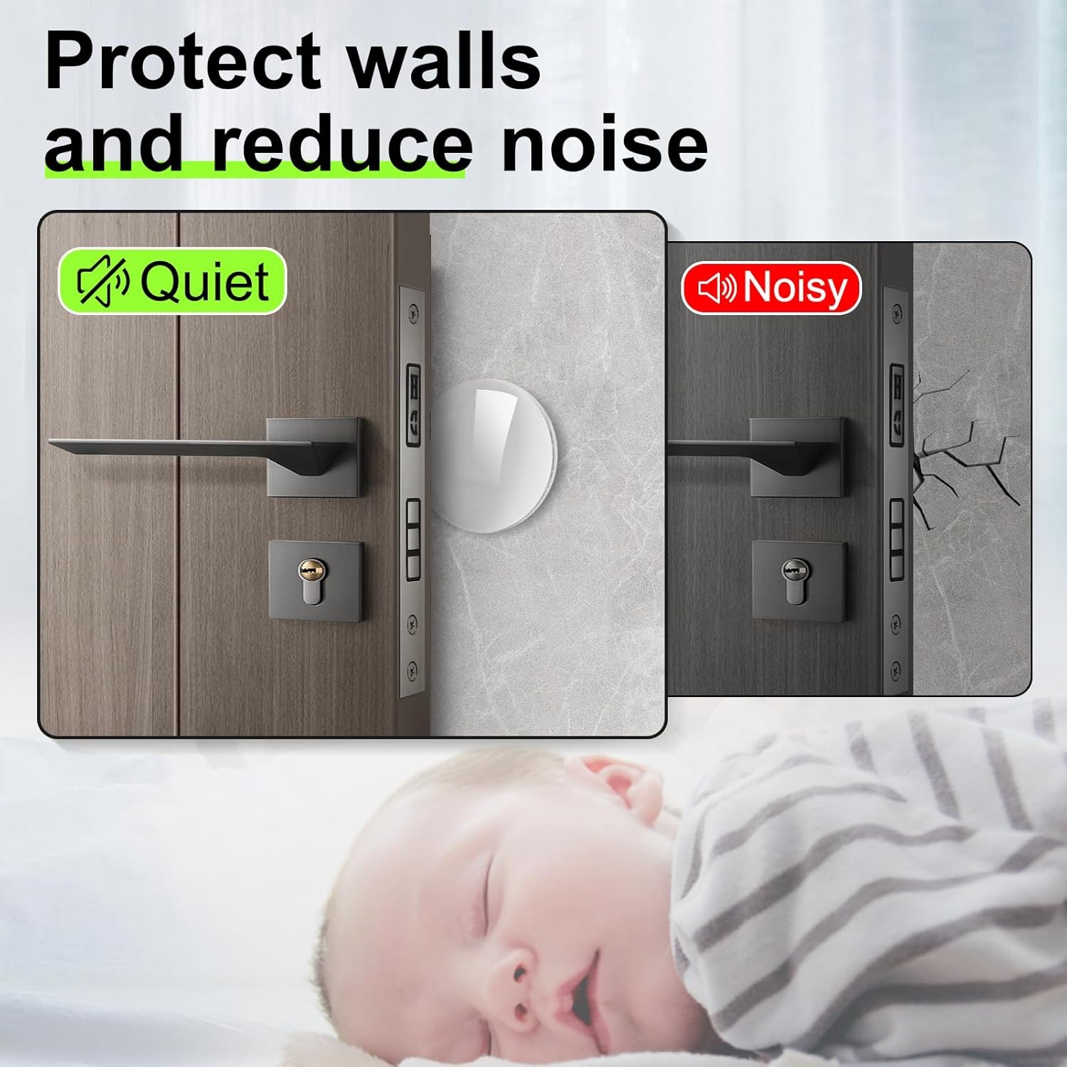 6pcs-12pcs Door Stoppers for Wall, Door Knob Wall Protector 2&Prime;, Self Adhesive US