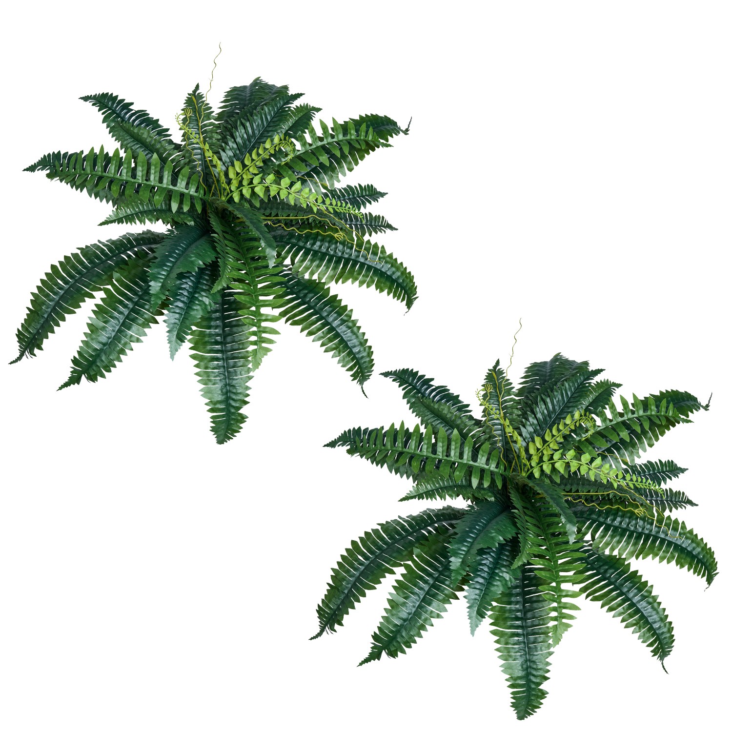 Uimoso Pack of 2 33&Prime; Artificial Boston Fern Bush Plant Green Plant Home Decor