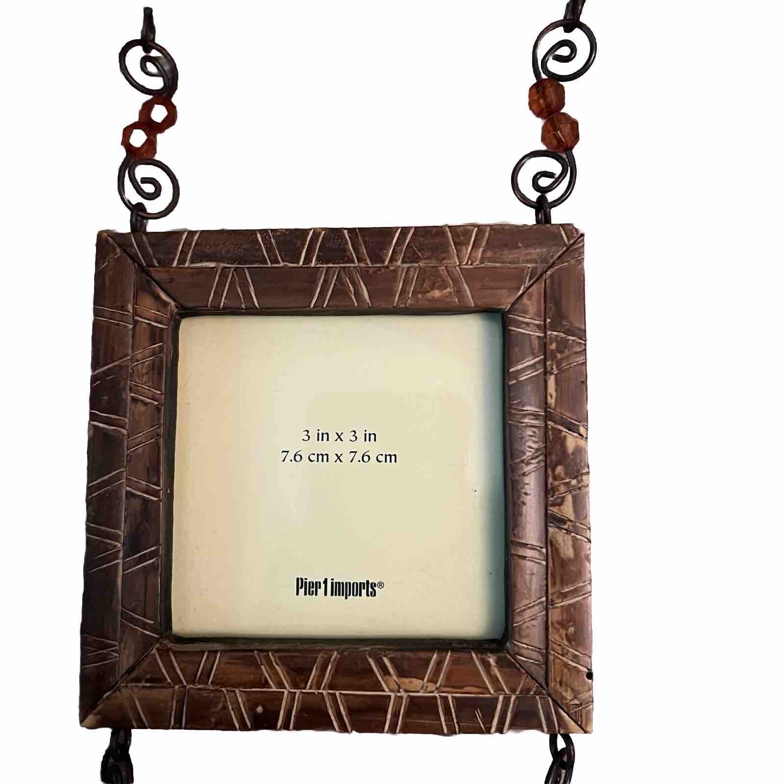 pier 1 imports Bamboo Picture Frames Connected By Beautiful Beads 3 Frames 3×3.