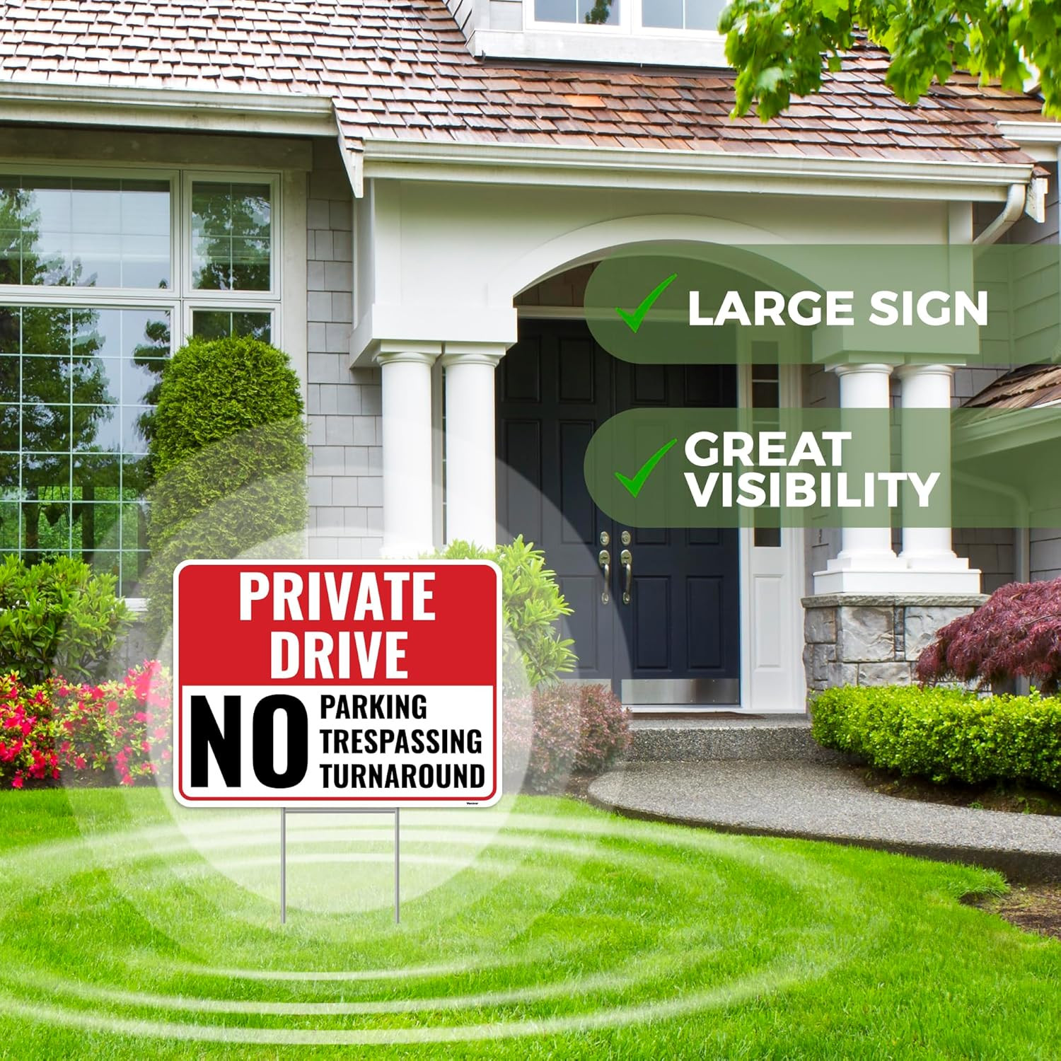 2PC Private Driveway No Turnaround Sign with Stake, 12 Inches by 9 Inches – Corr