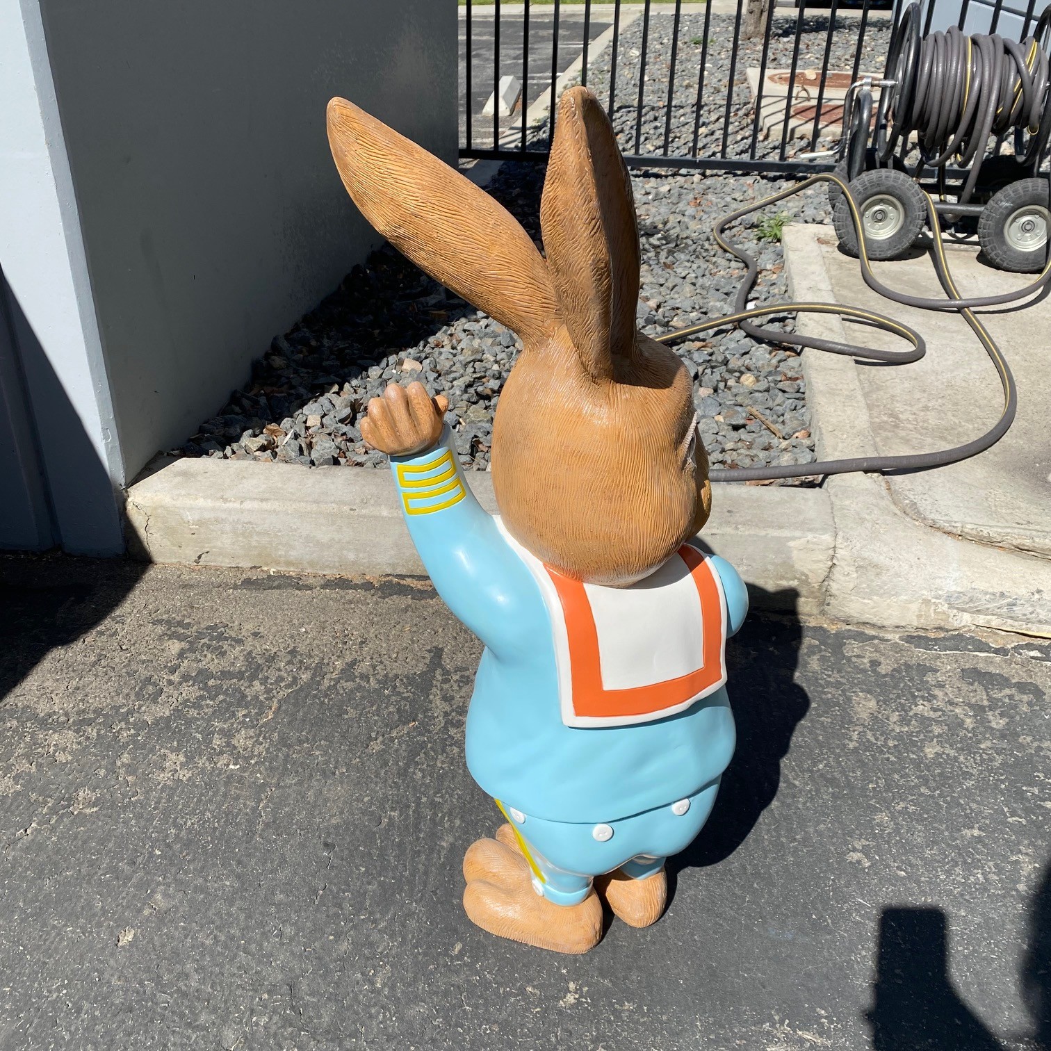 Small Rabbit Boy Over Sized Resin Statue Seasonal Easter Theme Prop Farm Display