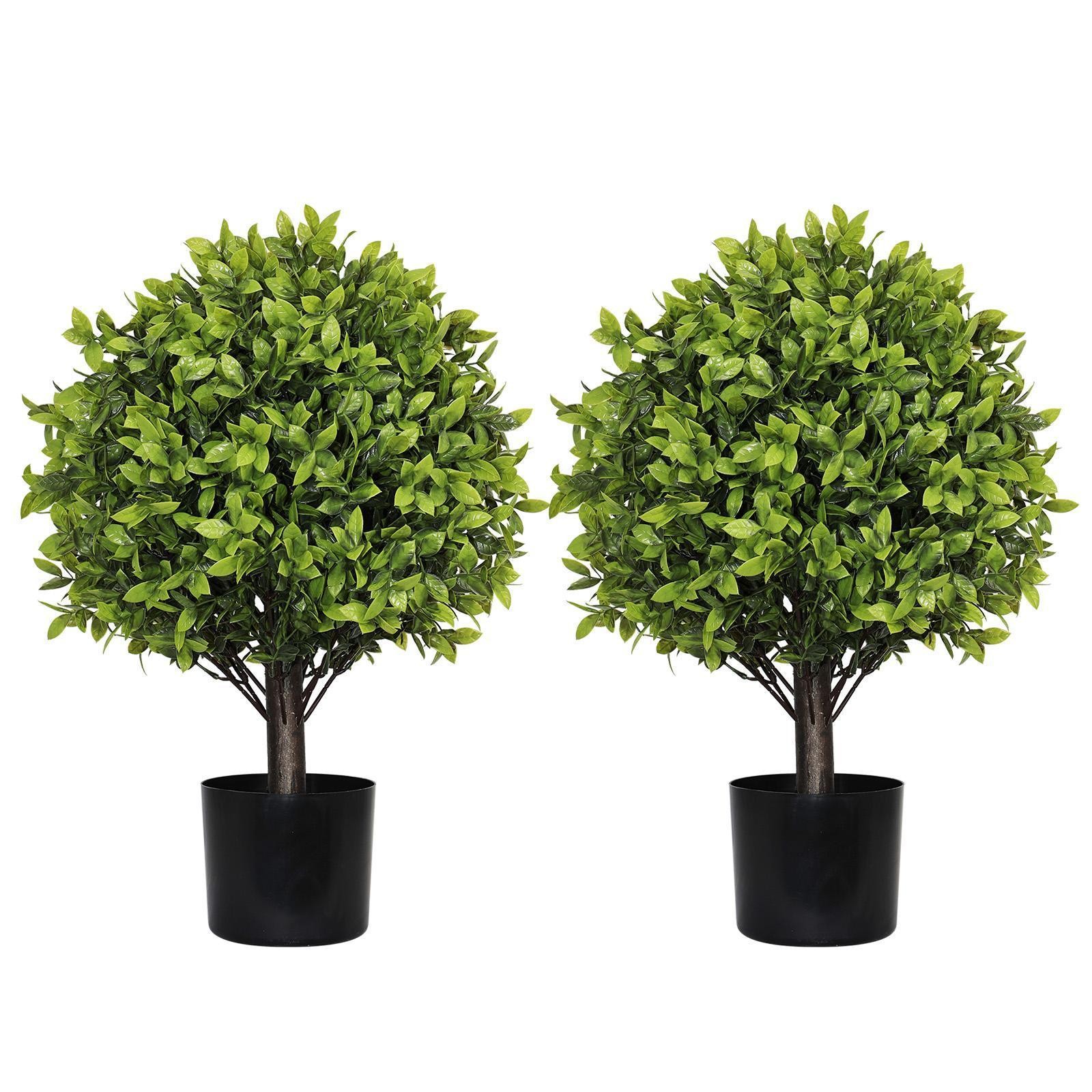 22in Artificial Boxwood Topiary Ball Trees in Pots for Indoor Outdoor Home