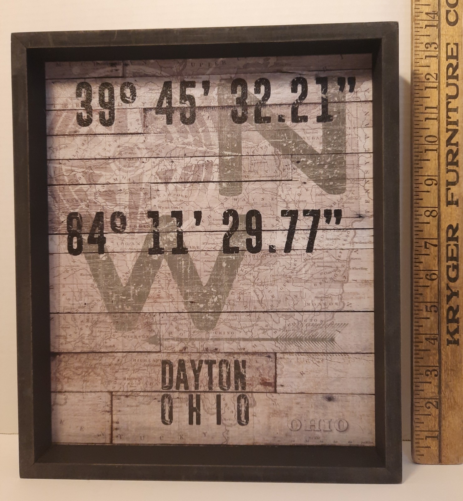 Dayton Ohio Coordinates Framed Picture Artwork Wedding Housewarming Gift