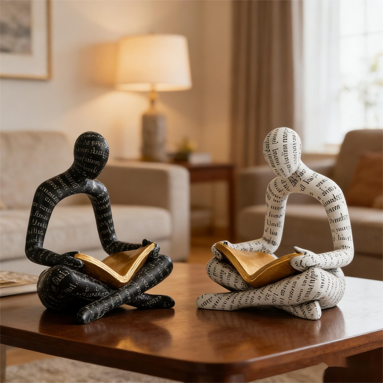 Bookshelf Decor Thinker Statue, Modern Decor for Shelves, Abstract Art Readin…