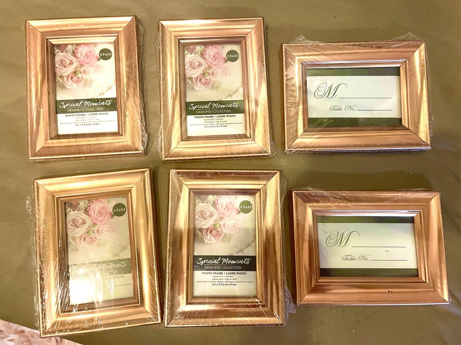 6 Pack -2.5X3.5”-COPPER Color Picture Frames-Wedding, Bridal, Party-Table #-NEW