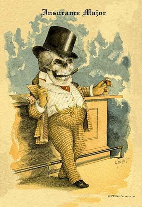 Insurance Major by Louis Crusius MD – Funny Skeleton Characters – Art Print