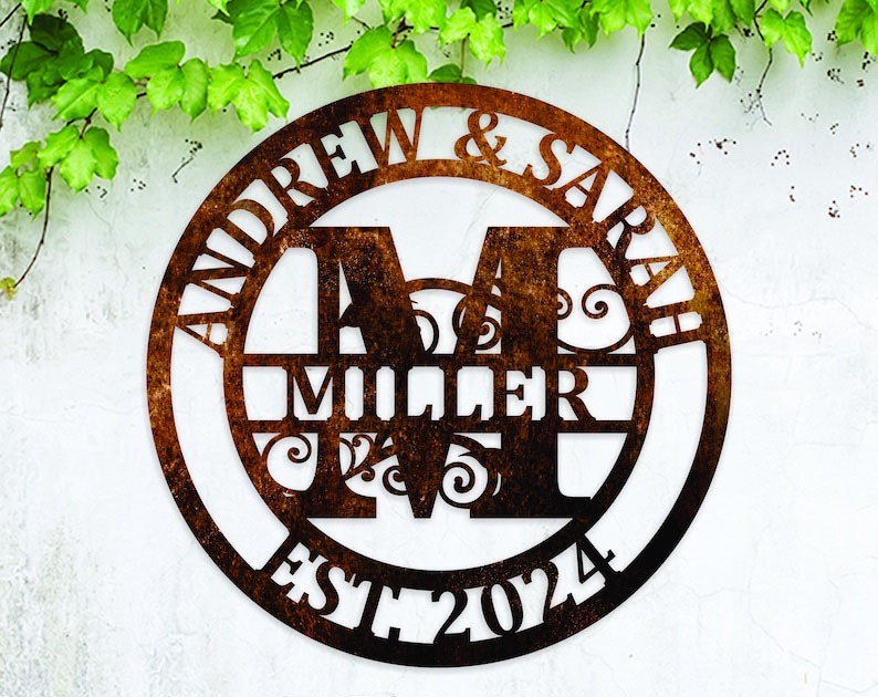 Custom Metal Monogram, Personalized Family Name Metal Sign, Housewarming Gift
