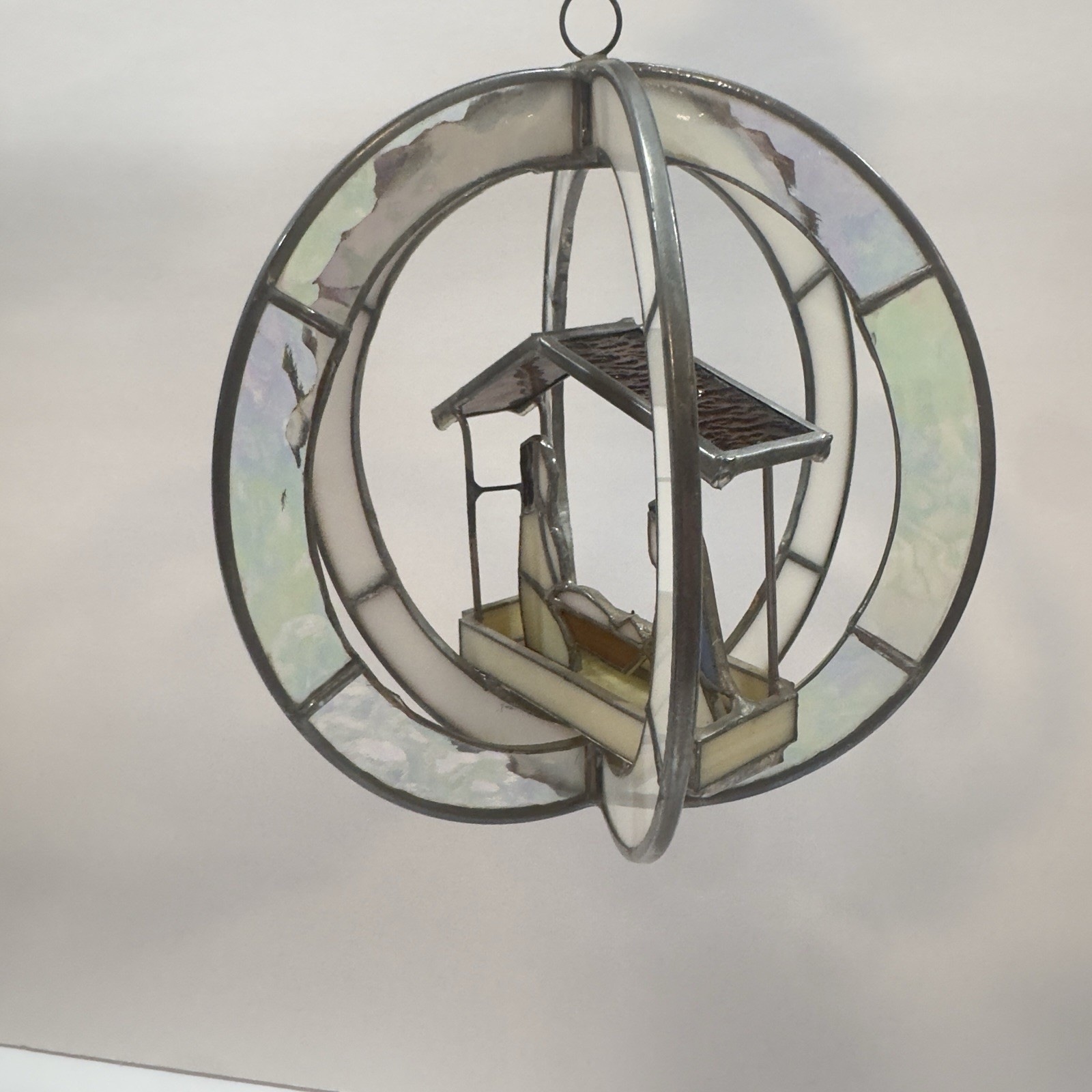 Stained Glass Nativity Circle 3D Suncatcher 7” Round Handmade Hanging Jesus Mary