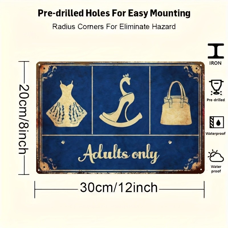 Adults Only Fashion Retro Metal Sign Glamorous Women&rsquo;s Room Wall Hanging Decor