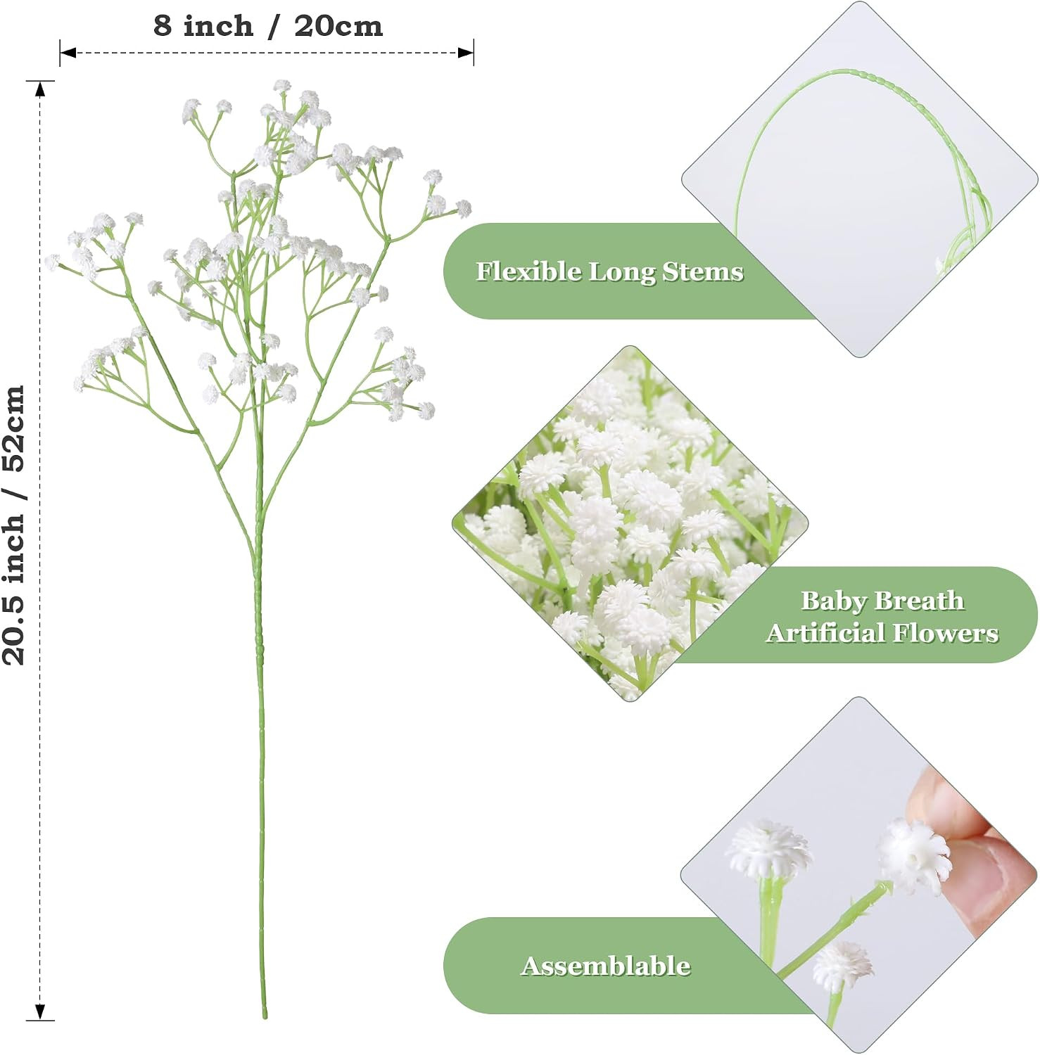 Real Touch Baby&rsquo;s Breath Artificial Flowers – 30 Pcs for Weddings & Decor