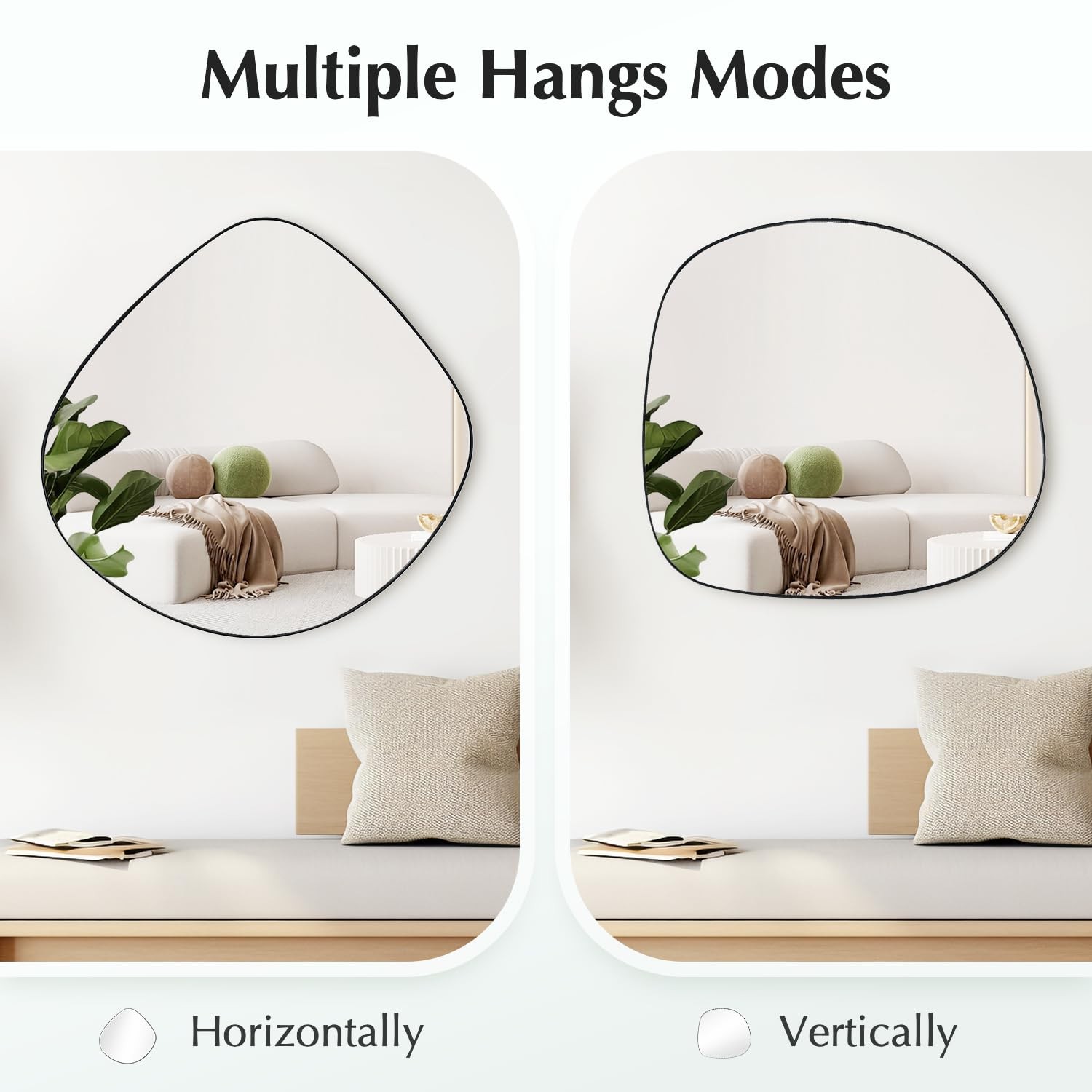 Irregular Wall Mirror Matel Matte Black Framed 19.8&Prime;L x 19.0&Prime;W,