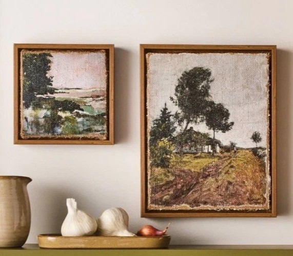 Hearth & Hand With Magnolia Landscape Burlap Wall Art Set – 2 Pieces NEW