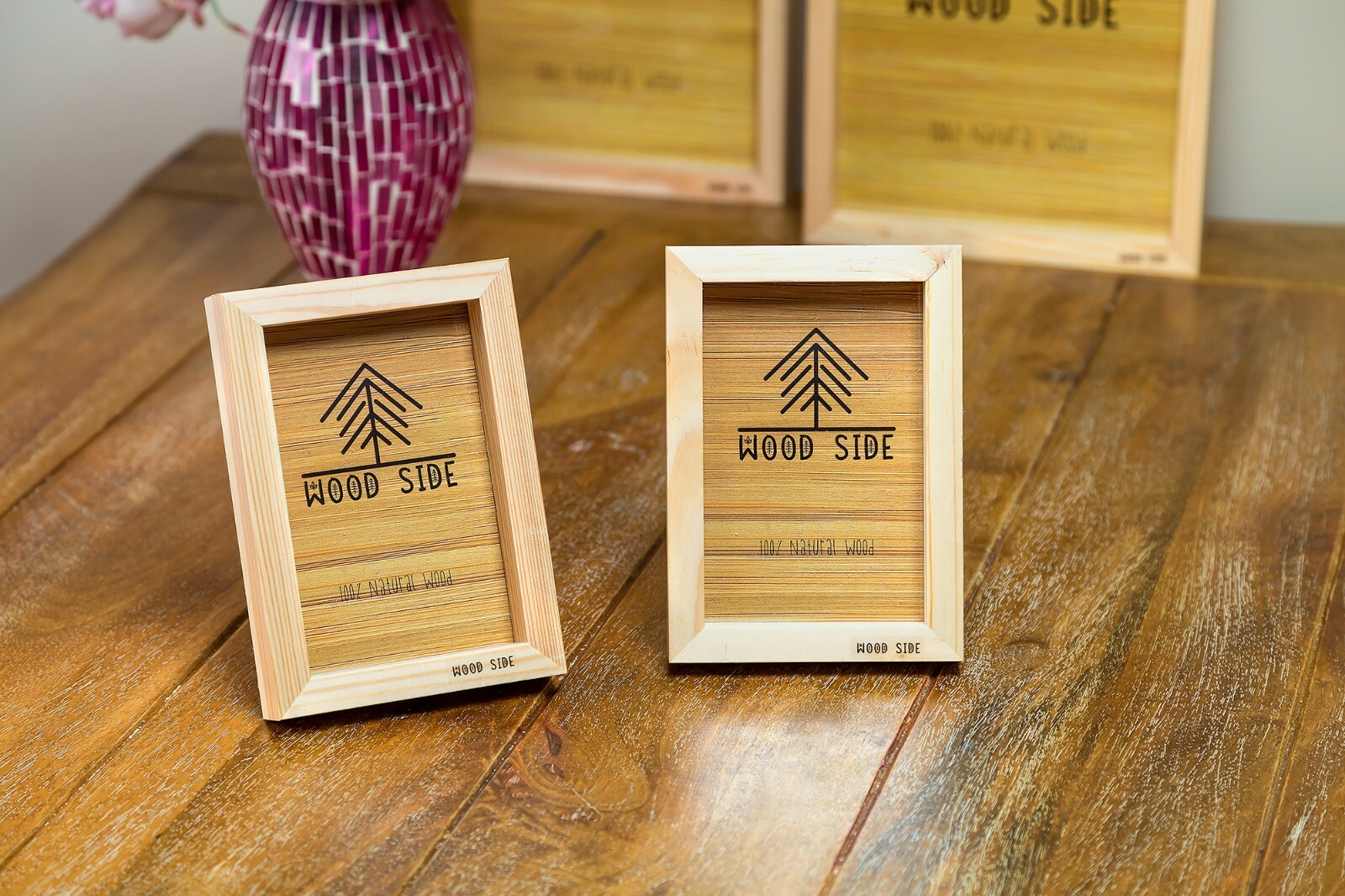 Rustic Colorful Wooden Picture Frames – Natural Solid Wood with Thick Borders