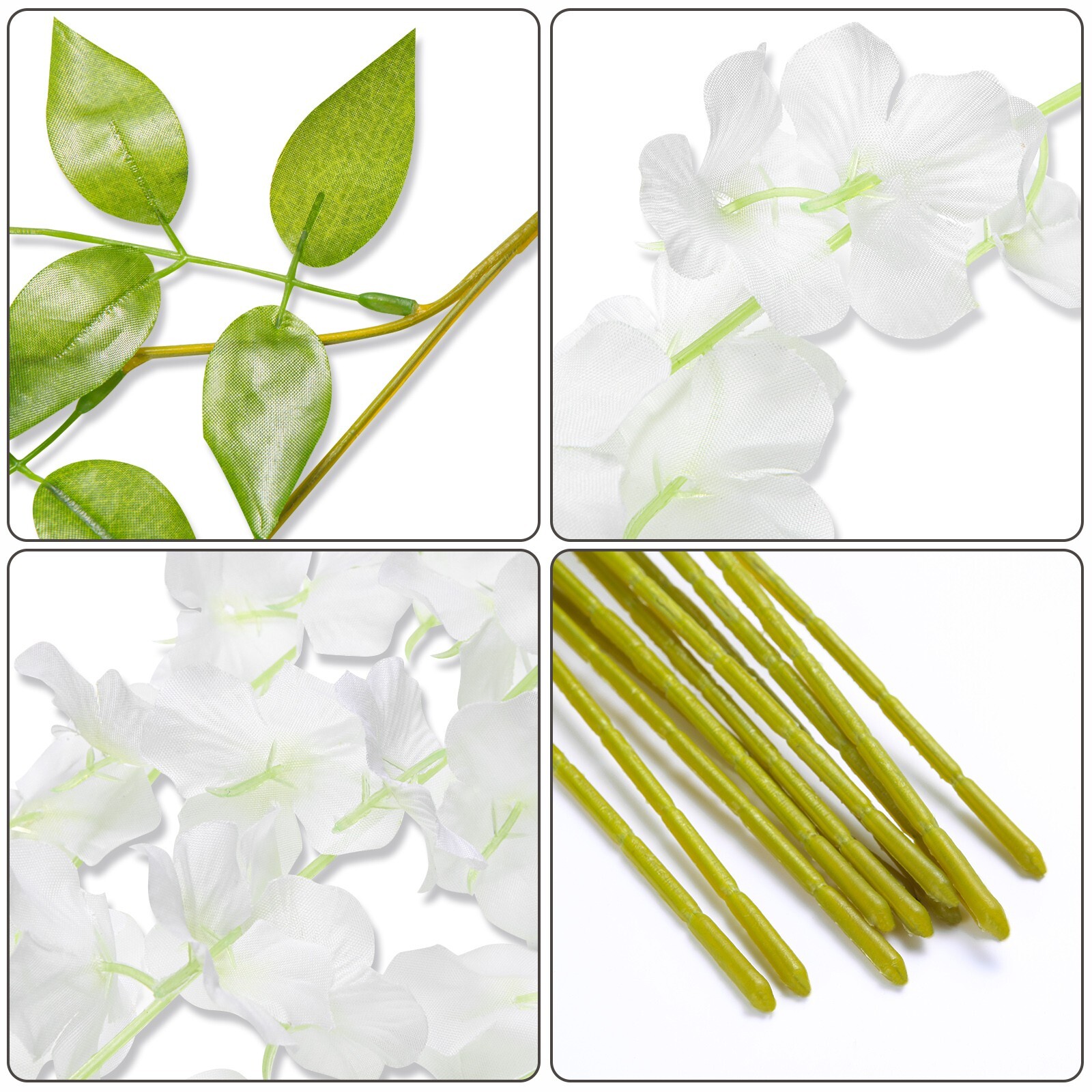 EZFLOWERY 24 Pack 3.6 Feet Artificial Wisteria Vine Hanging Flowers Garland Silk