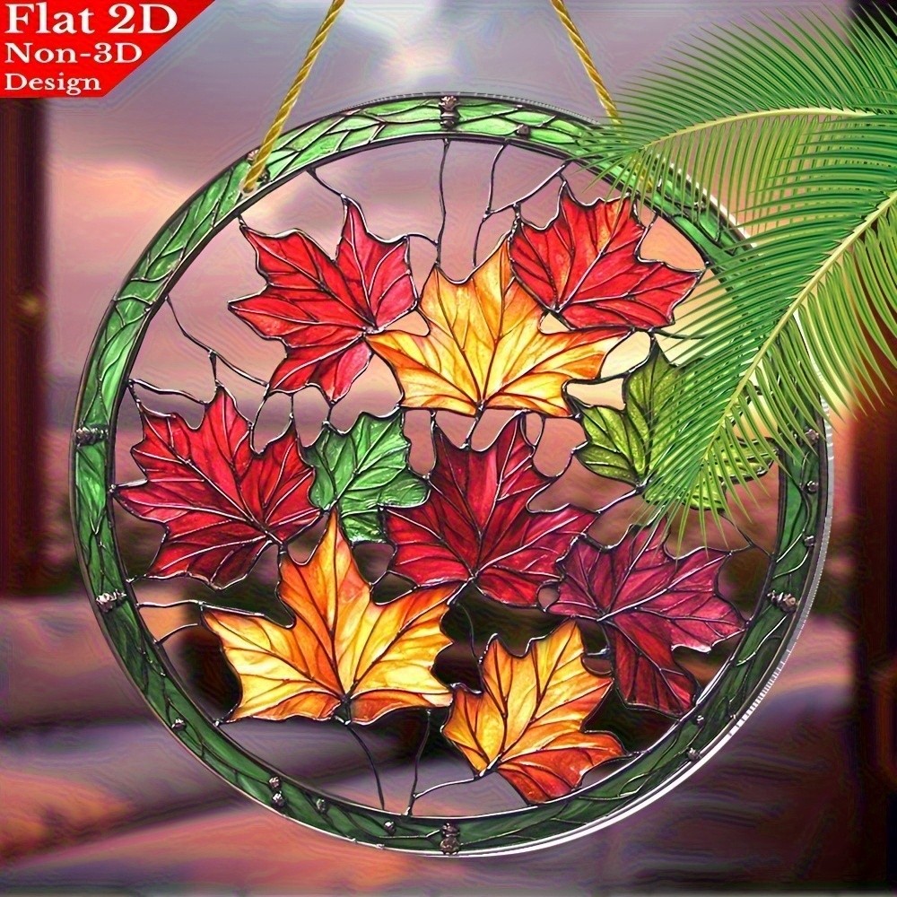 Bohemian Maple Leaf Suncatchers-8 « X8 » Acrylic Autumn Decor with Fallen Leaves