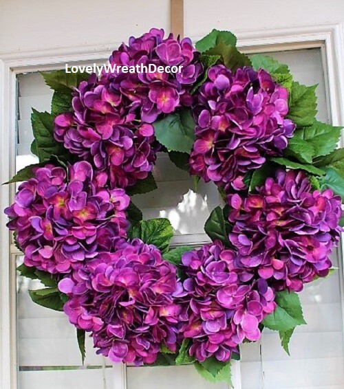 16 in Hydrangea wreath, Spring wreath , Summer wreath ,Hydrangea Purple wreath