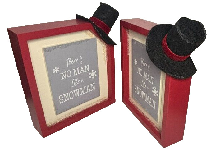 Peppermint Lane « There is No Man like a Snowman » 6.25in x 5.5in Wood Plaque 2ct.