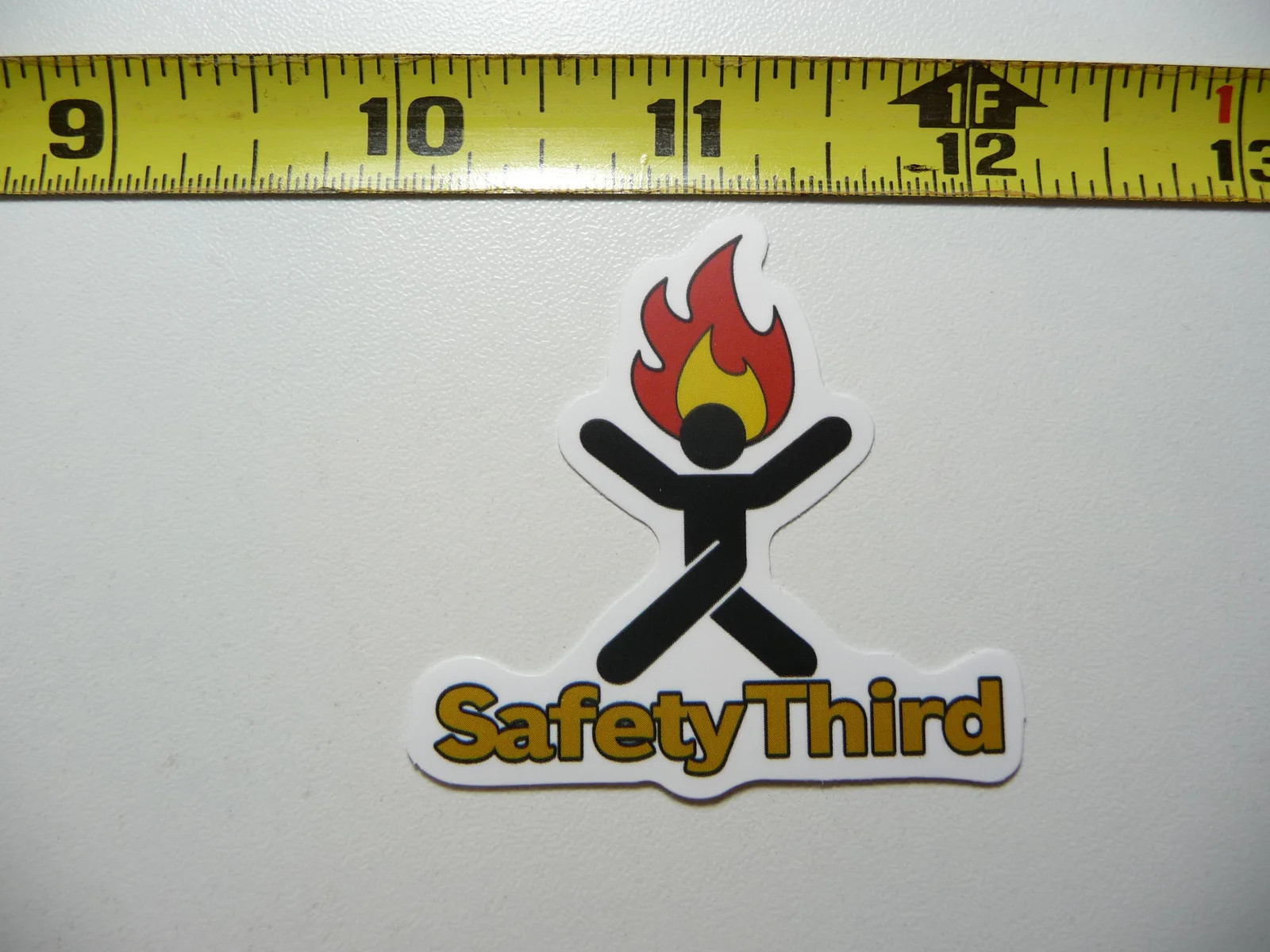 SARCASTIC SMALL STICKER DECAL SAFETY THIRD MAN ON FIRE FUNNY ATTITUDE