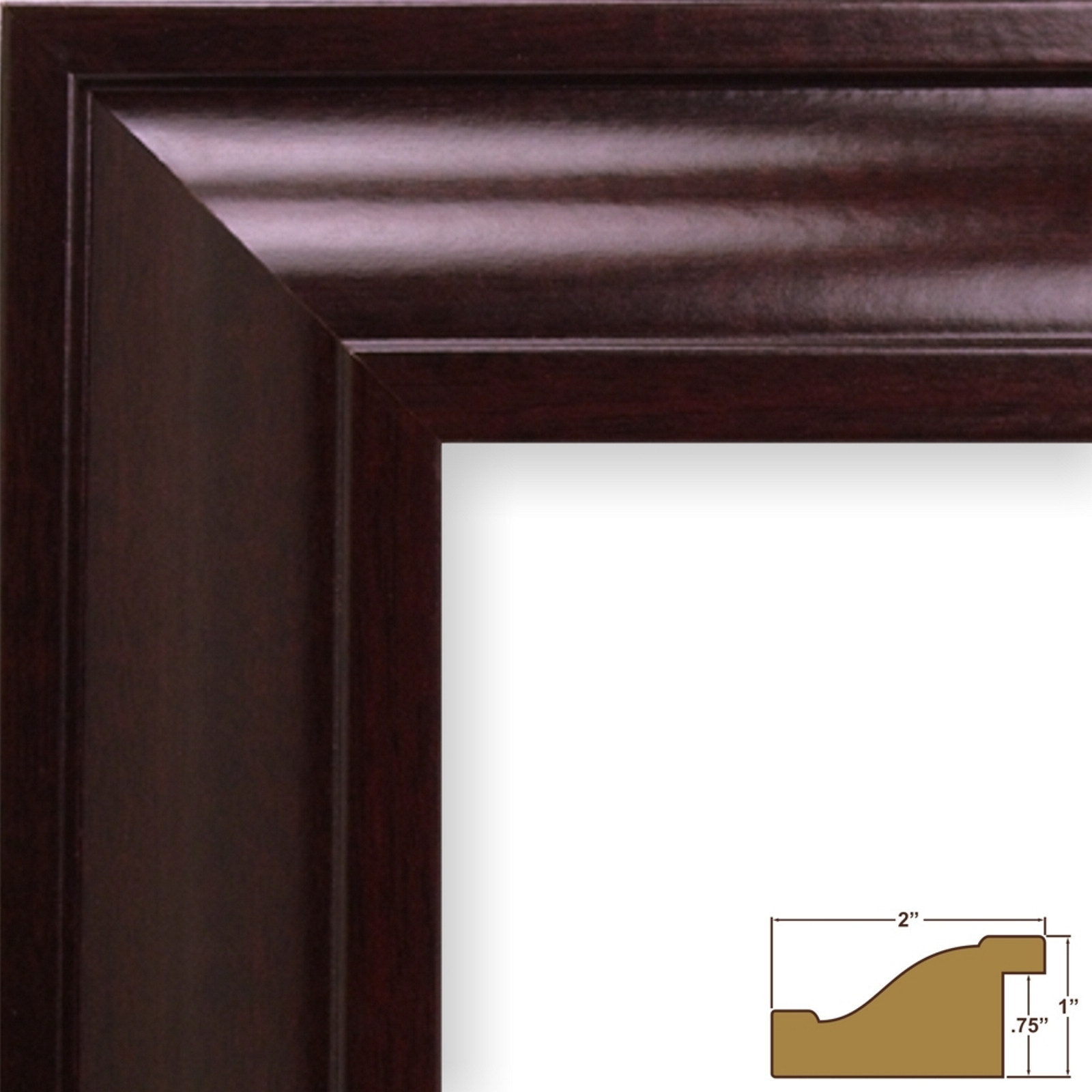 Craig Frames Contemporary Upscale, 2 Inch Wide Dark Mahogany Red Picture Frame