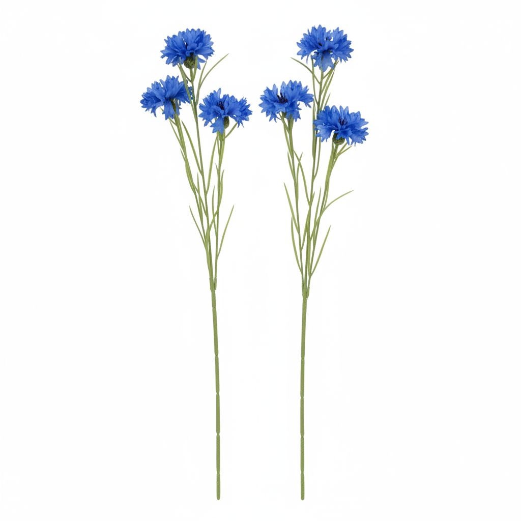 Artificial Blue Cornflower Stems Faux Wildflower Floral Decor Wedding