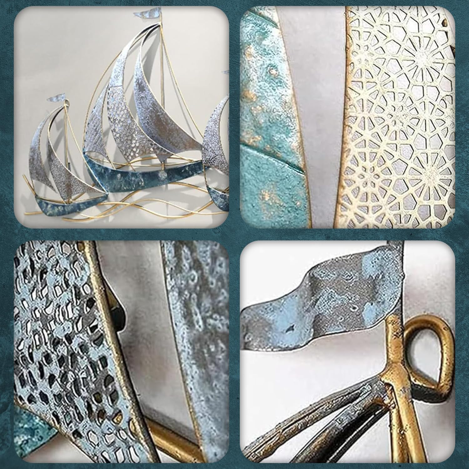 Set of 3 Metal Sailboat Wall Art for Coastal Nautical Decor