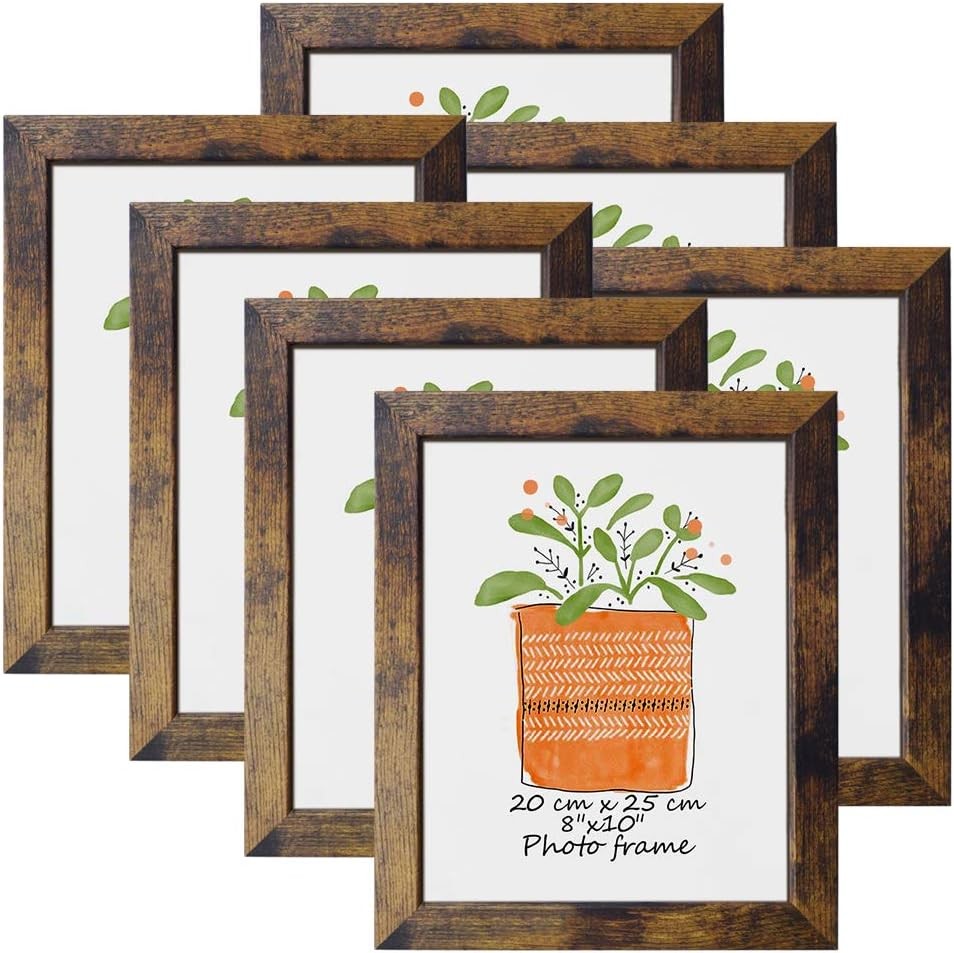 8×10 Picture Frame Rustic Brown Frames Fits 8 by 10 Inch Prints Wall
