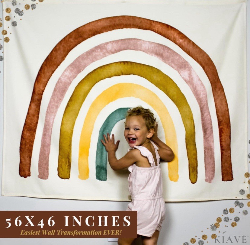 Kiave Rainbow Tapestry Linen 46 X 54 New In Package With Loops To Hang