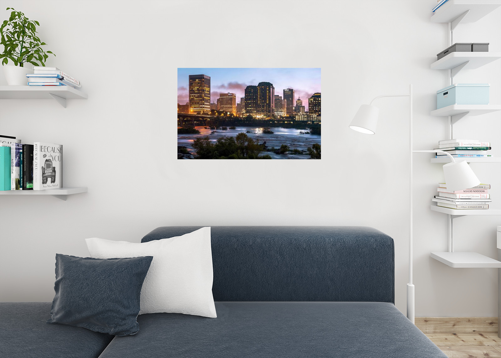 Richmond Virginia Skyline Along James River Photo Art Print Poster 24×36 inch