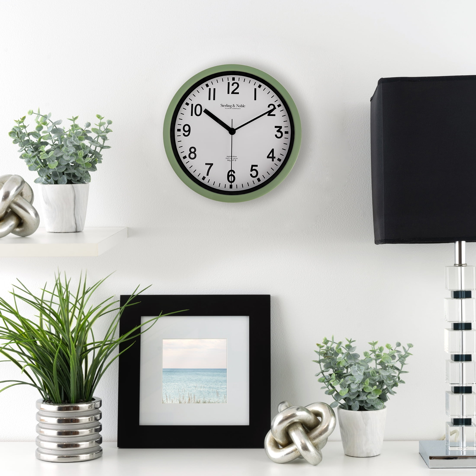Basic Indoor 8.78&Prime; Sage Analog Round Modern Wall Clock